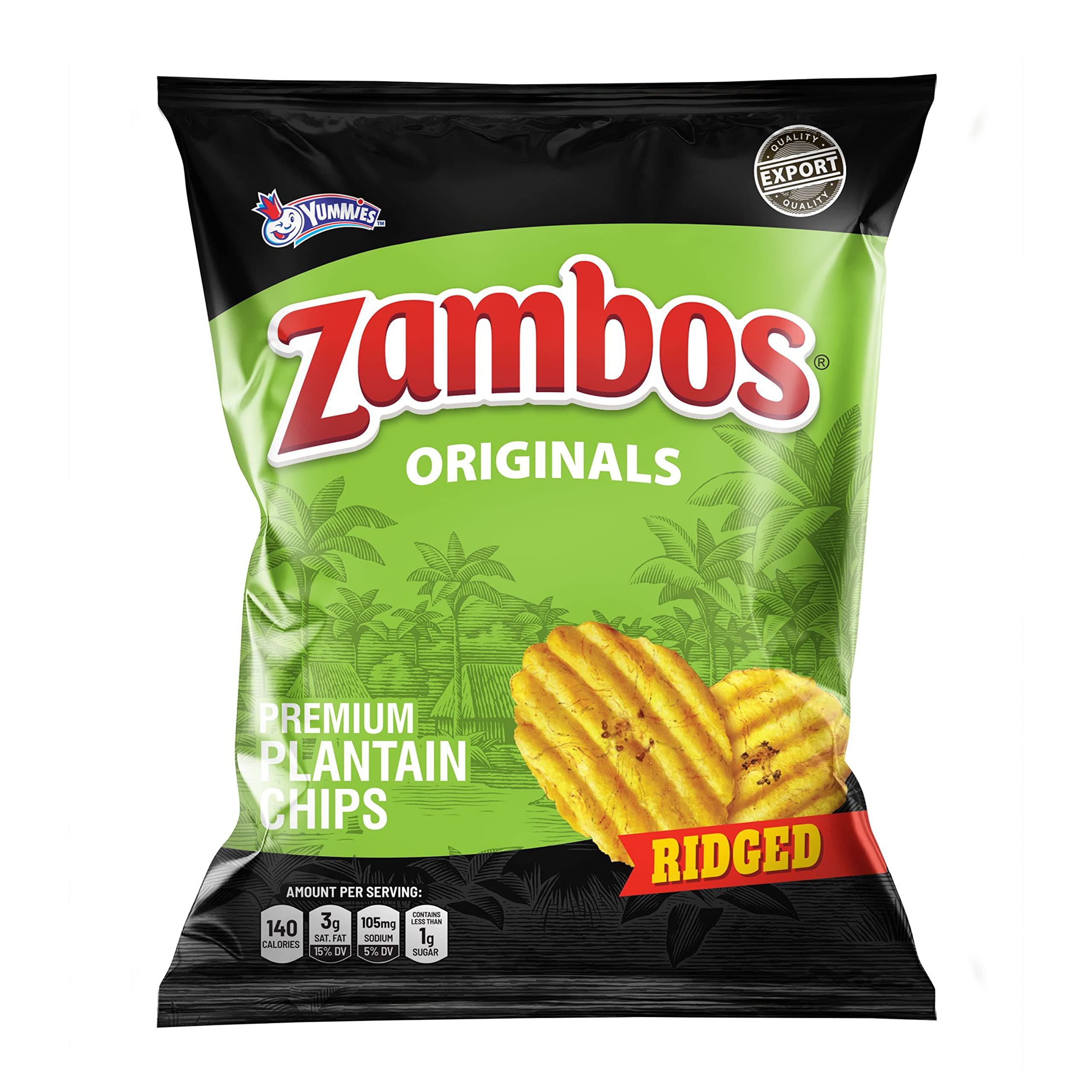 Zambos Original Premium Plantain Chips, 5.3 oz – Crunchy, Ridged Snack, Gluten Free, 1 Bag