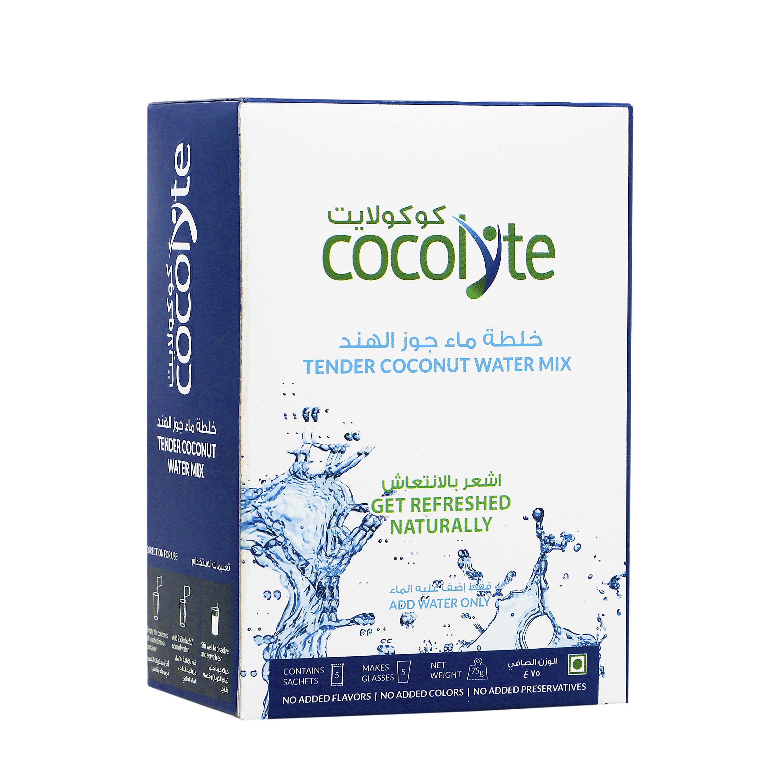 COCOLYTE, Tender coconut water Powder mix,75 grams ( Pack of 5 sachets)
