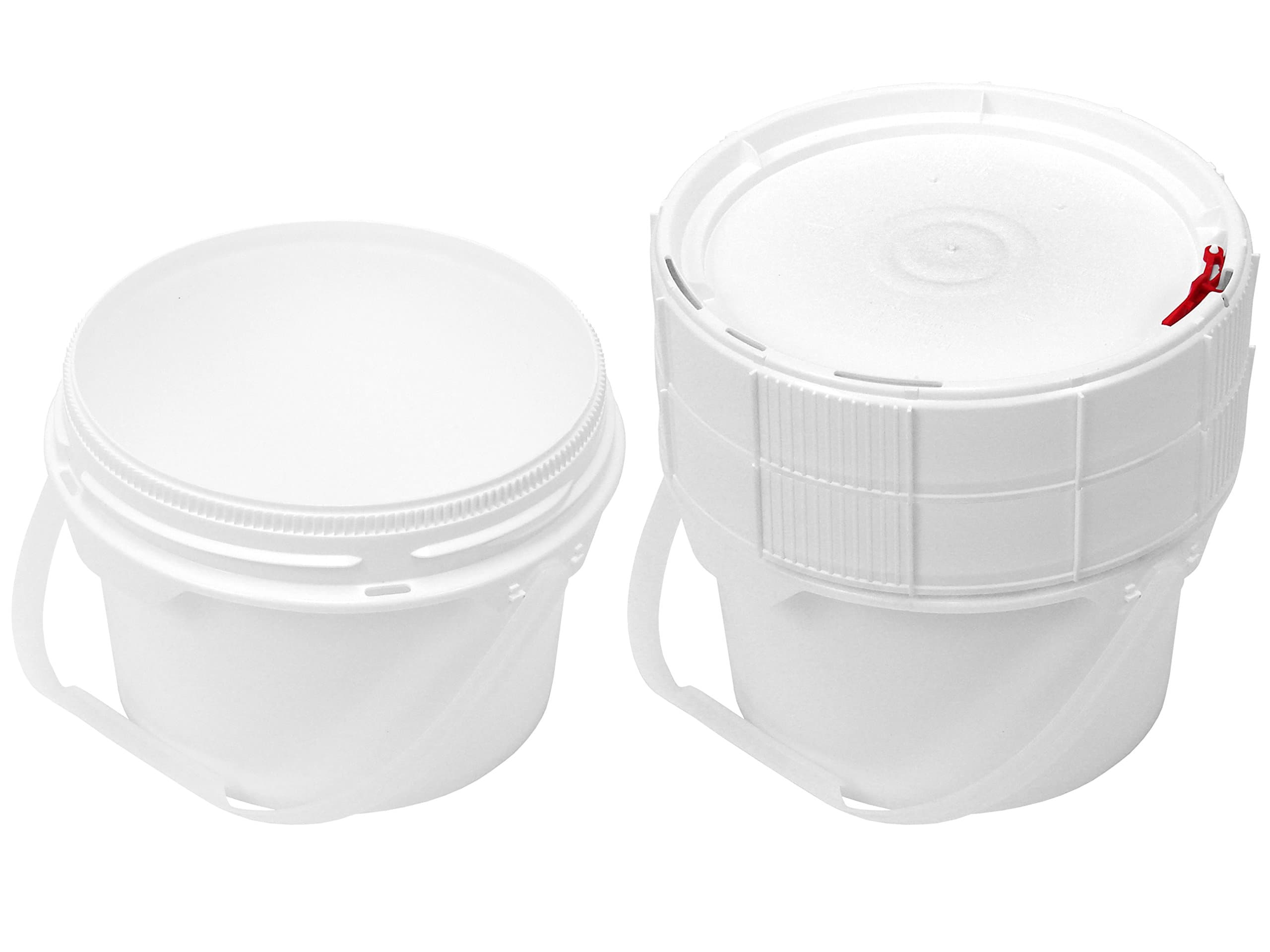 Screw Top Bucket, 2 Gallon, with White Life-Latch Lid, 2 Pack