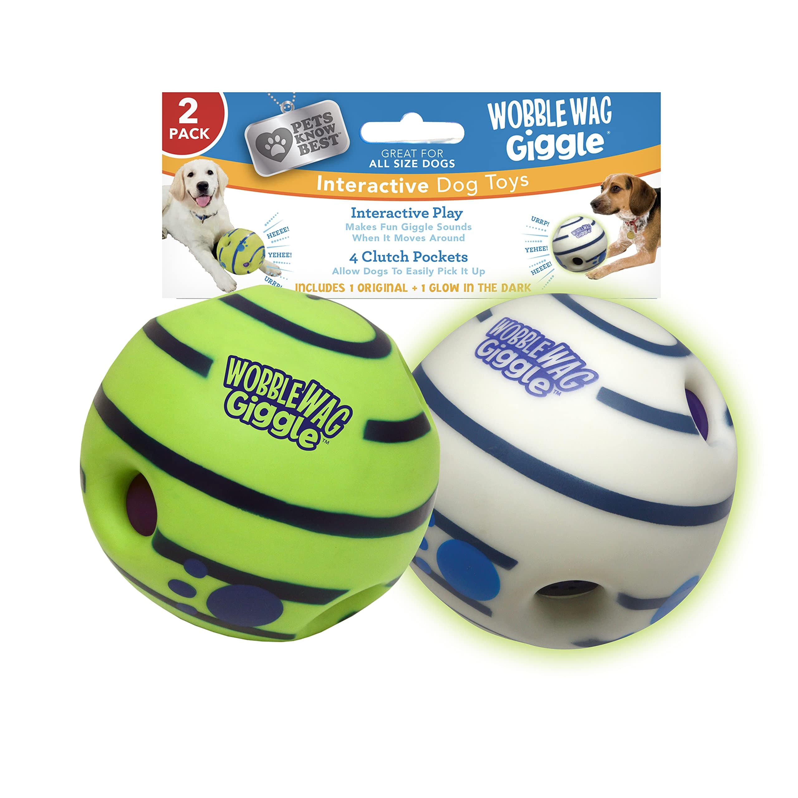 & Glow | Rolling Enrichment Toy for Fun Playtime, Interactive Play for Indoor or Outdoor, Keeps Dogs & Puppies Large, Medium or Small Busy & Moving, As Seen on TV | Pack of 2