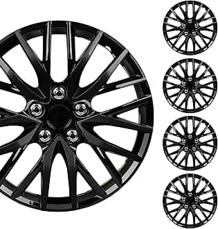 BDK (4-Pack) Premium Black Hubcaps 16" Wheel Rim Cover Hub Caps OEM Style Direct Replacement Snap On Car Truck SUV Van - 16 Inch, Set of 4