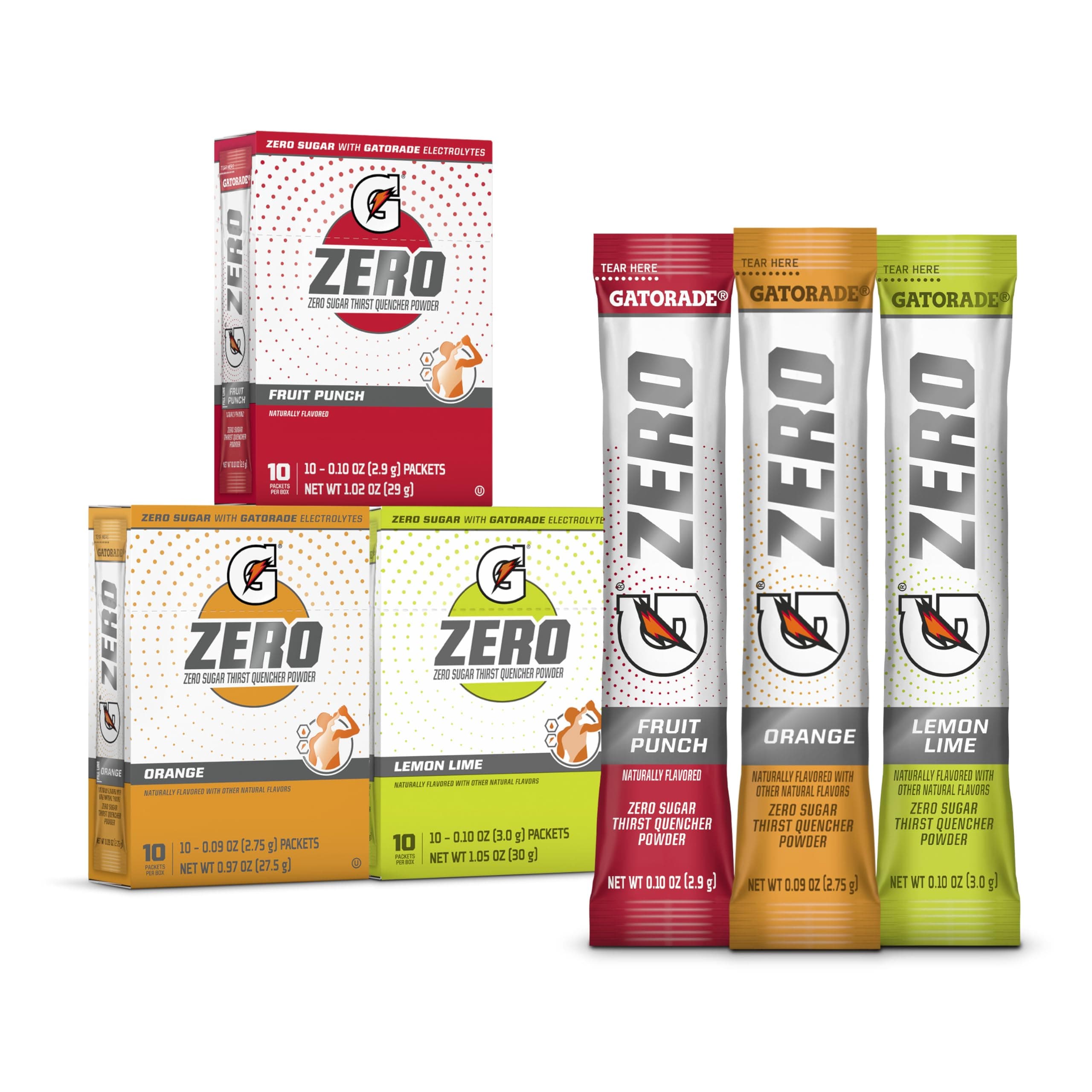 G Zero Sports Drink Mix Powder Packets, 3 Flavor Classic Variety Pack, Electrolyte Powder Drink Mix for Hydration, Zero Sugar, Total 30 Packets