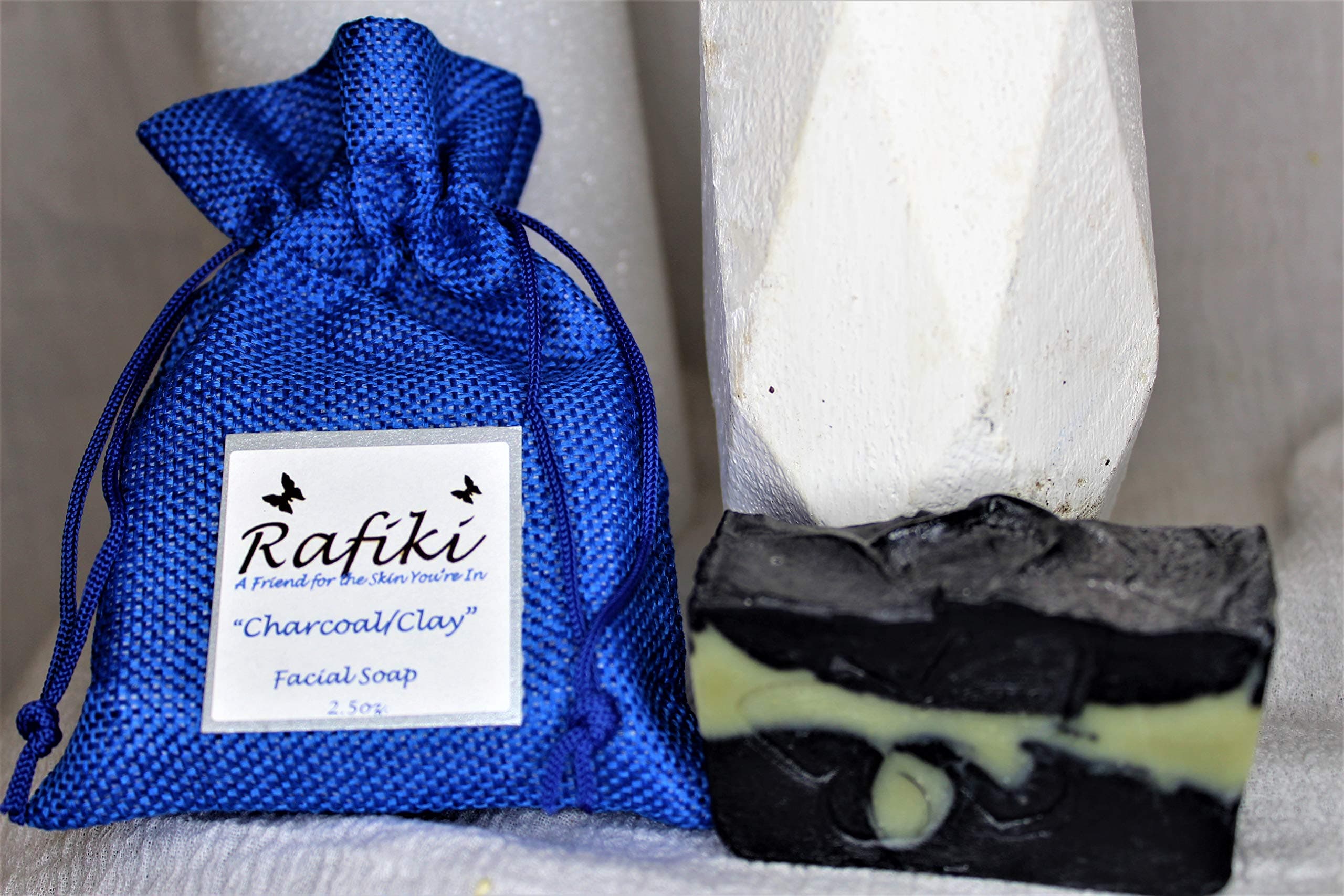JJlivingRafiki Charcoal and French Green Clay Facial Soap