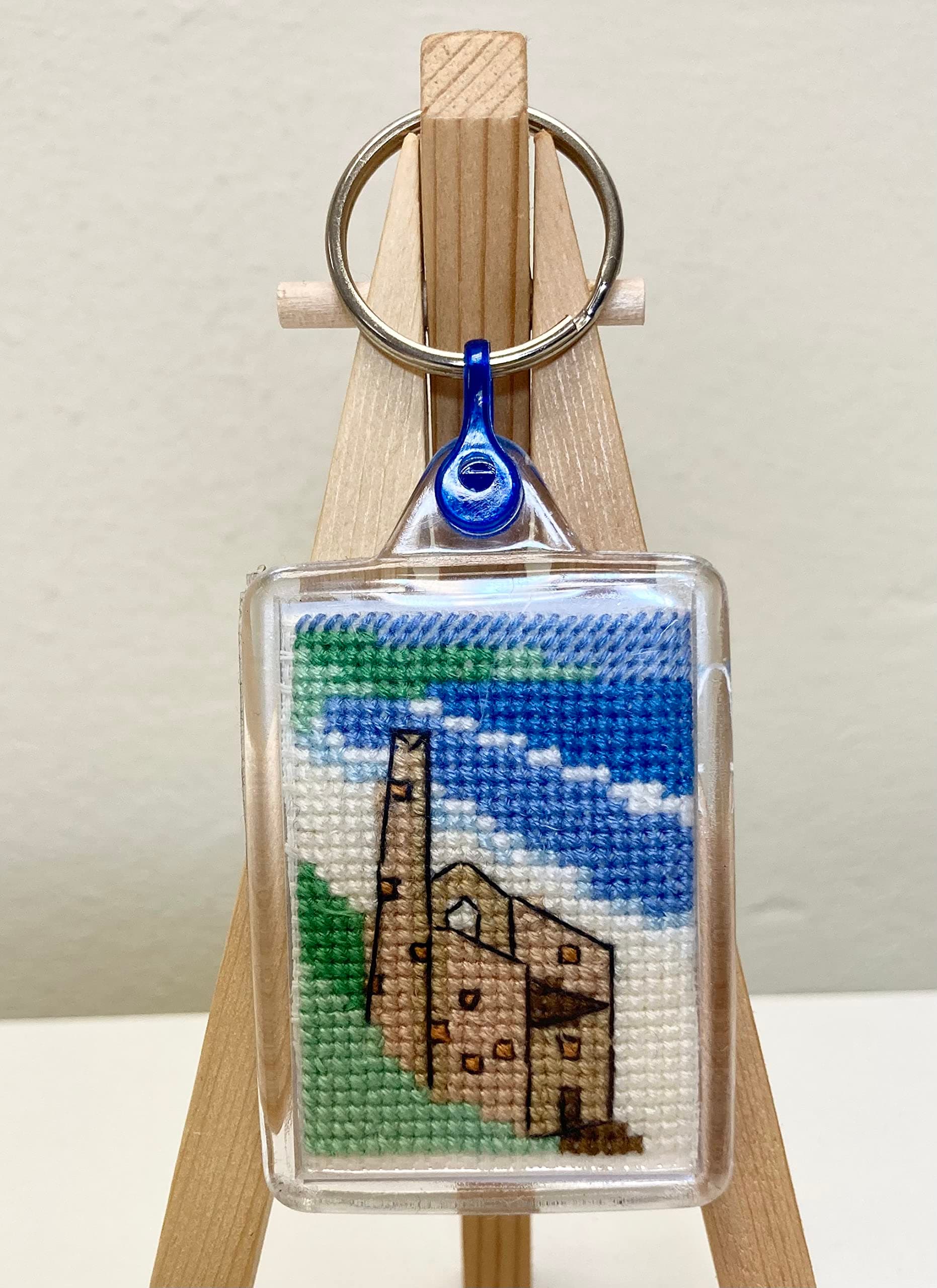 EmmaLouiseArtStitchCross Stitch Keyring Kit - Cornwall, Tin Mine - St Agnes Key Ring Cross Stitch Kit