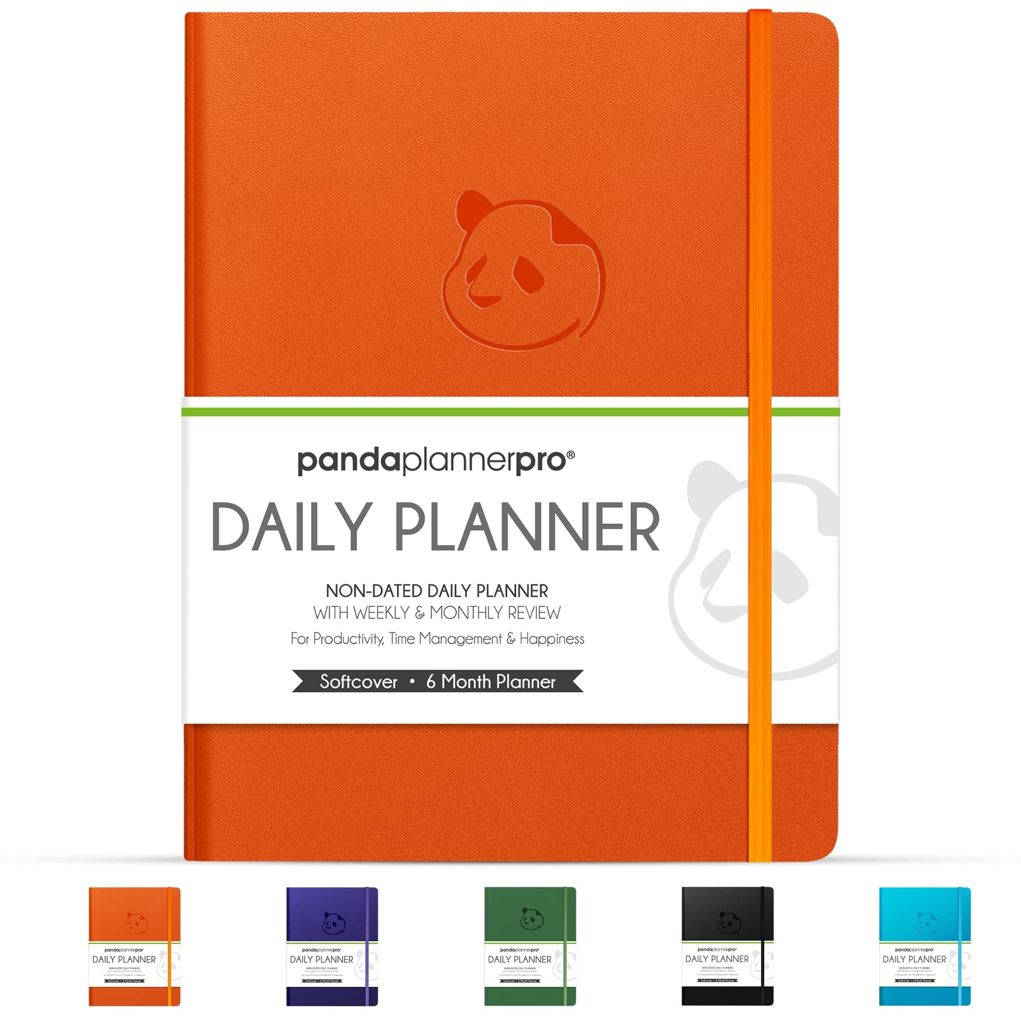 Panda Planner Pro 2026 - A4 6 Month Daily, Weekly & Monthly Planner for Productivity – Large 8.5x11 Undated Day Planner, Goal Planner, Project Organizer & Habit Tracker Notebook – Orange
