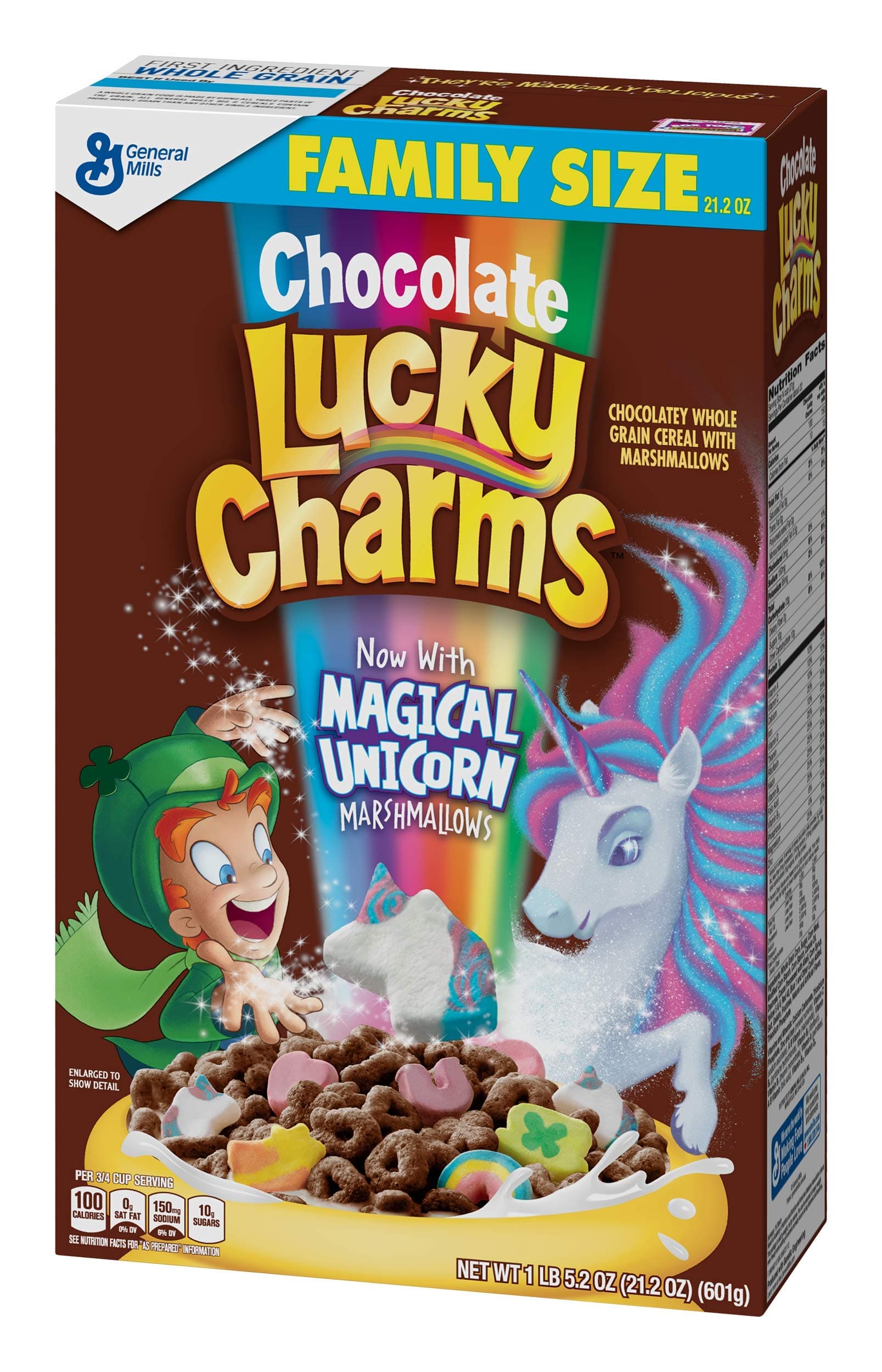 Chocolate Lucky Charms, Marshmallow Cereal with Unicorns, Whole Grain, 21.2 oz
