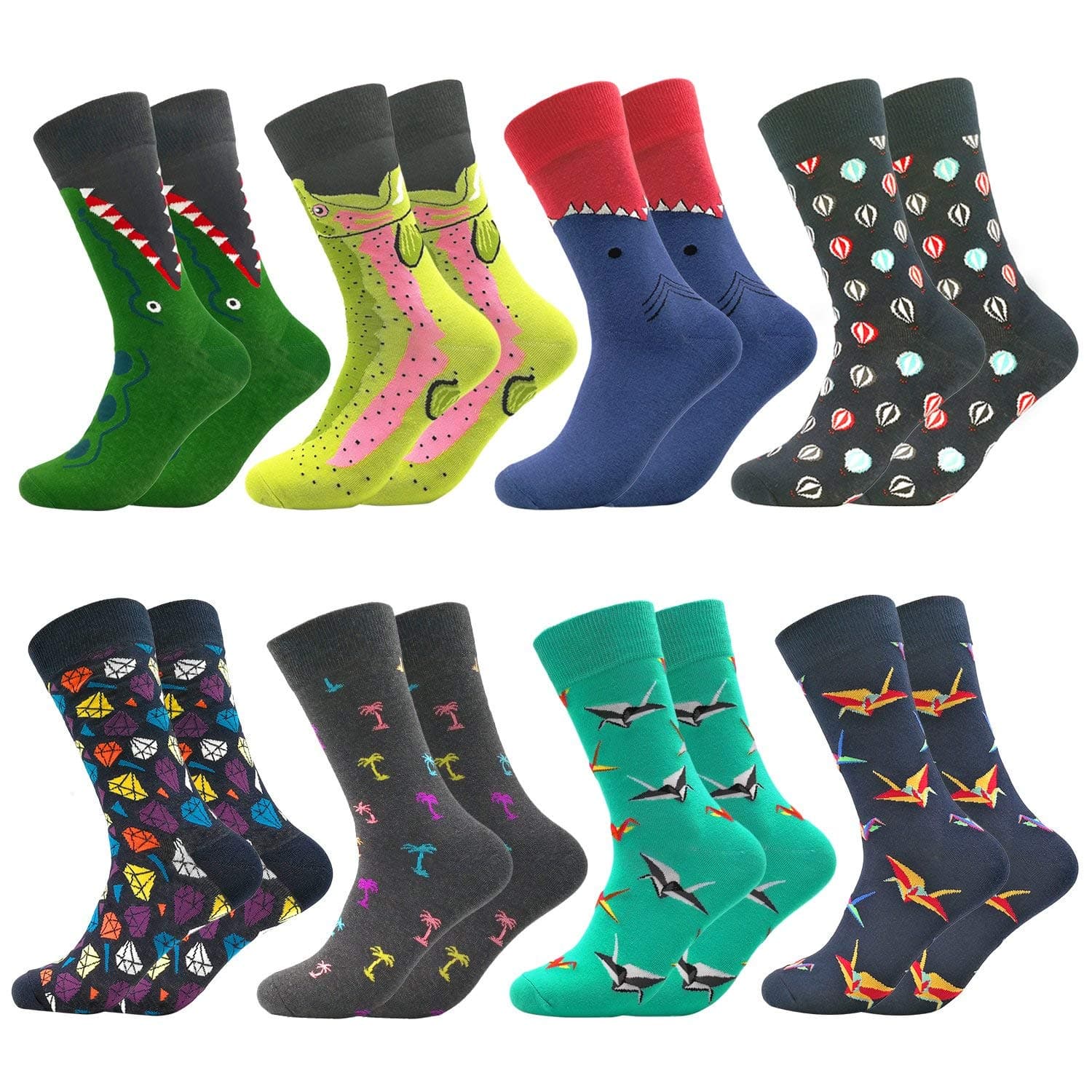 Fun Colorful Socks Patterned Funky Happy Crew Sock Combed Cotton Stockings Packs