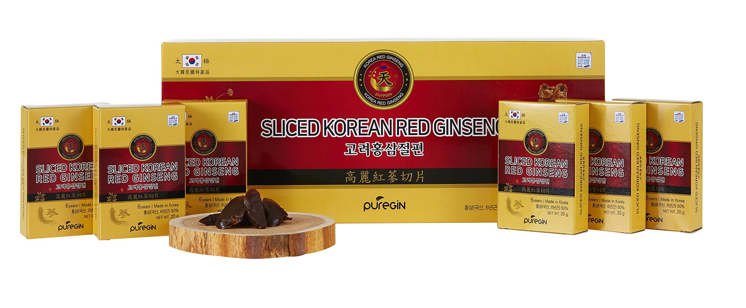 [Authentic] 6years Korean Red Ginseng Slices with Honey by PureGin - 200g, 7oz (20g X 10bags) | Made in Korea | Boosting Energy
