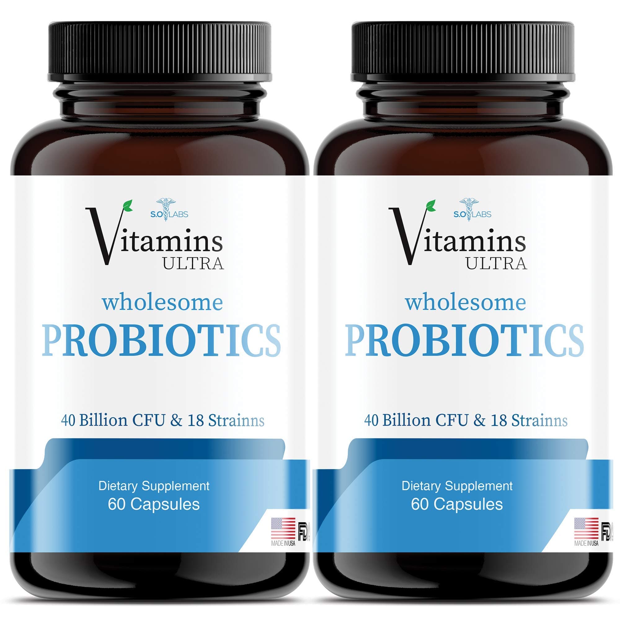 (2 Pack) Vitamins Ultra Wholesome Probiotics 51 Billion CFU and 18 Strains for Women Men