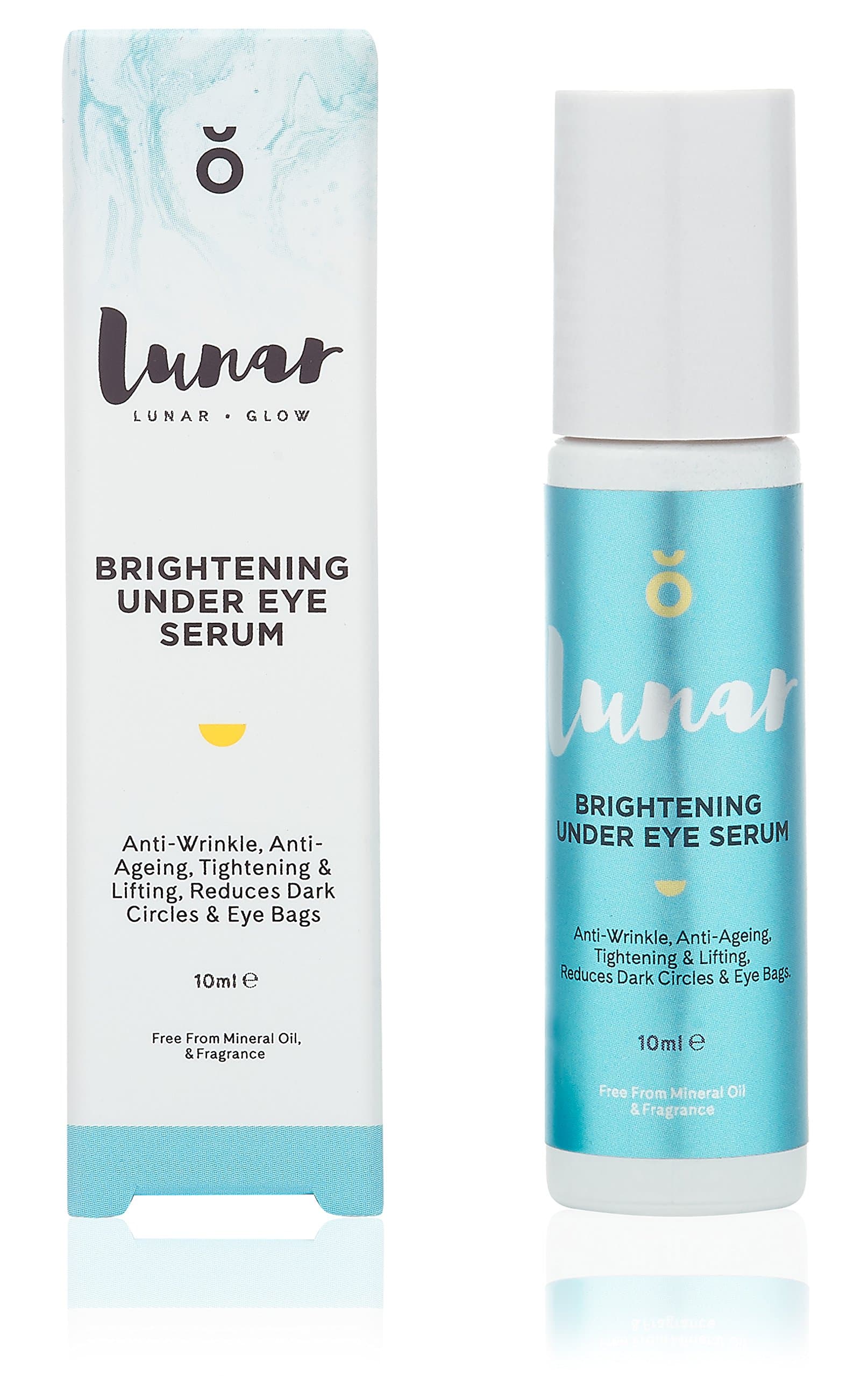 Brightening Under Eye Serum by Lunar Glow. An Under Eye Roller with Anti Aging Ingredients that Combats Wrinkles, Dark Circles and Puffy Eyes. 10ml