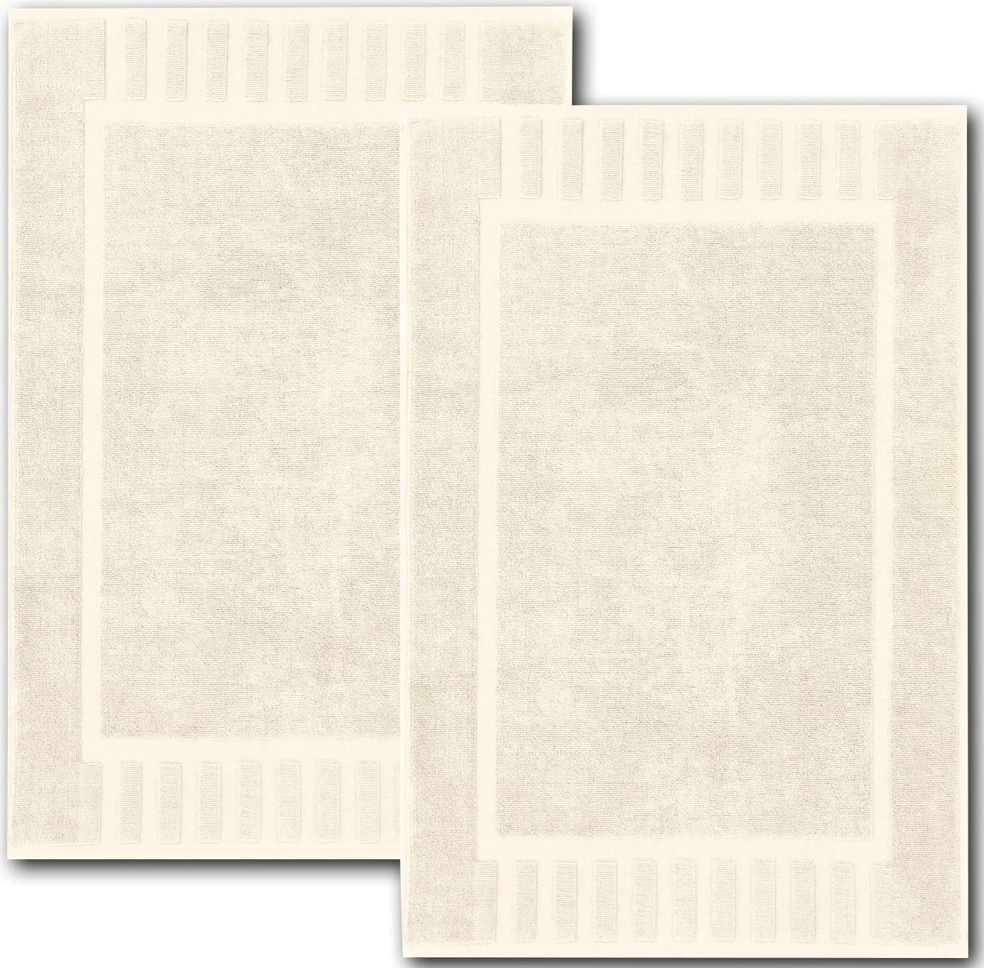 White Classic Luxury Bath Mat Floor Towel Set - Absorbent Cotton Hotel Spa Shower/Bathtub Mats [Not a Bathroom Rug] 22"x34" | 2 Pack | Ivory