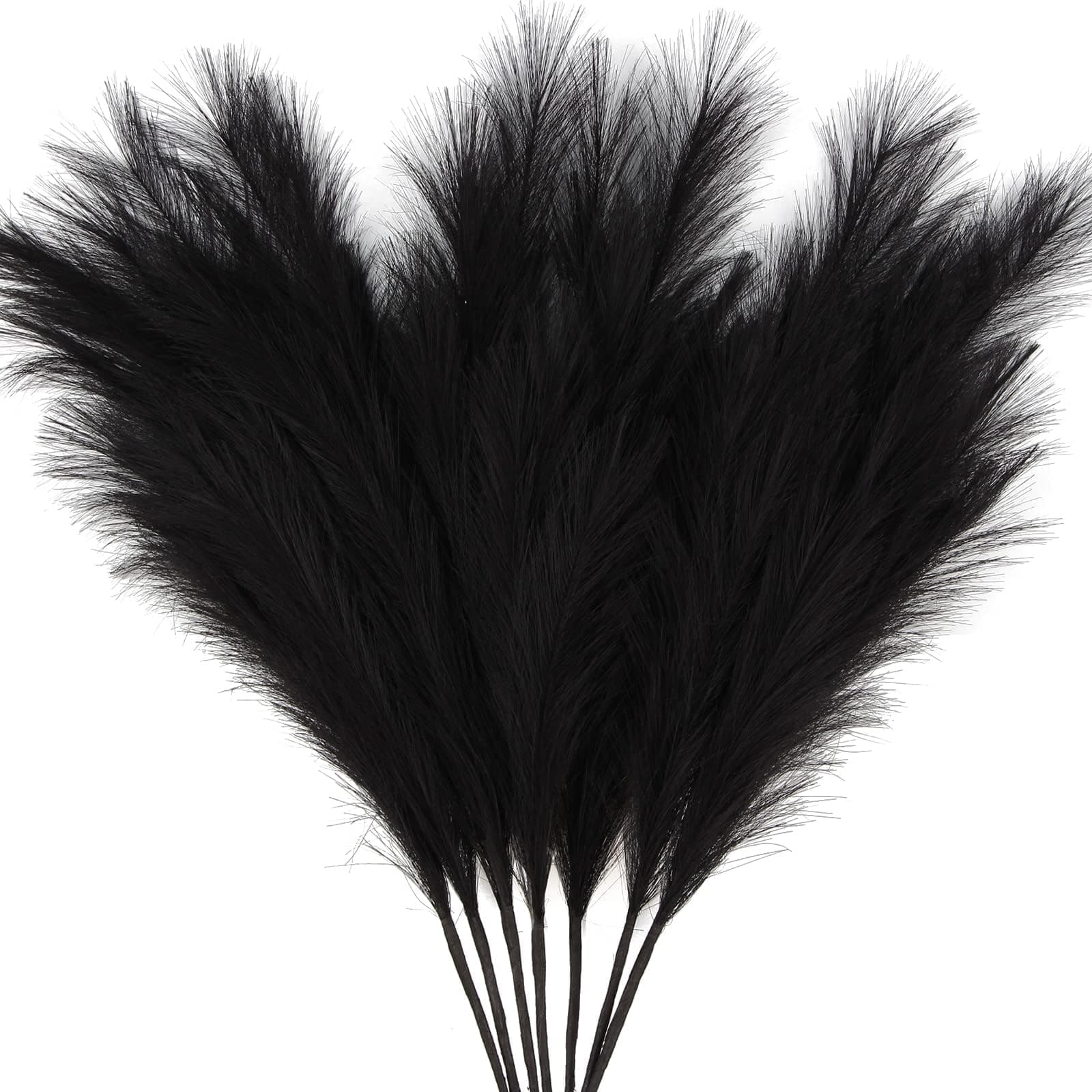ZIFTY - 7pcs 38"/3.1ft Black Pampas Grass Large Tall Fluffy Artificial Fake Black Flowers Gothic Decor Cattail Reed Black Decoration for