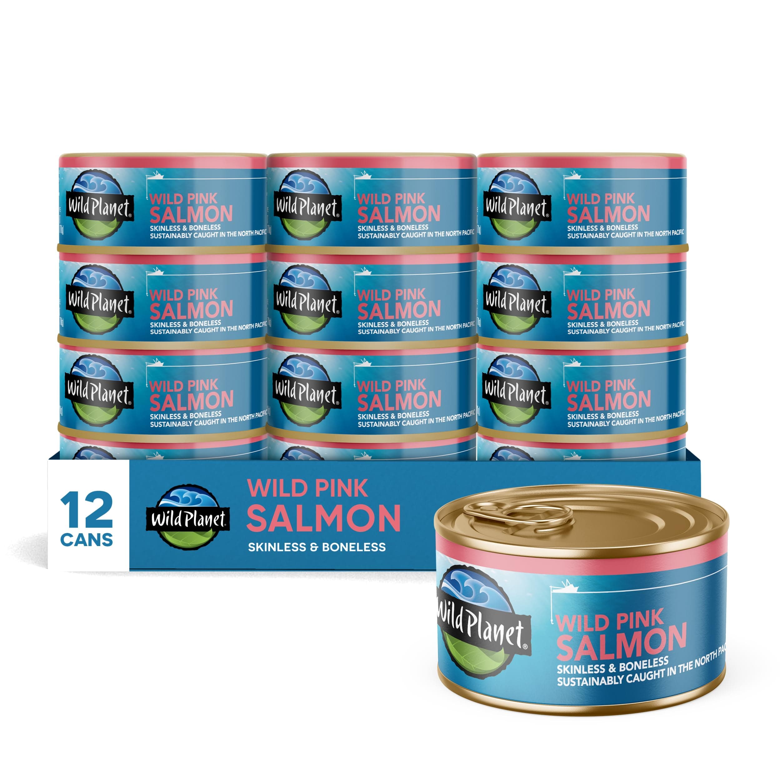 Wild Planet Wild Alaskan Pink Salmon - No Salt Added - Case of 12 - 6 oz.