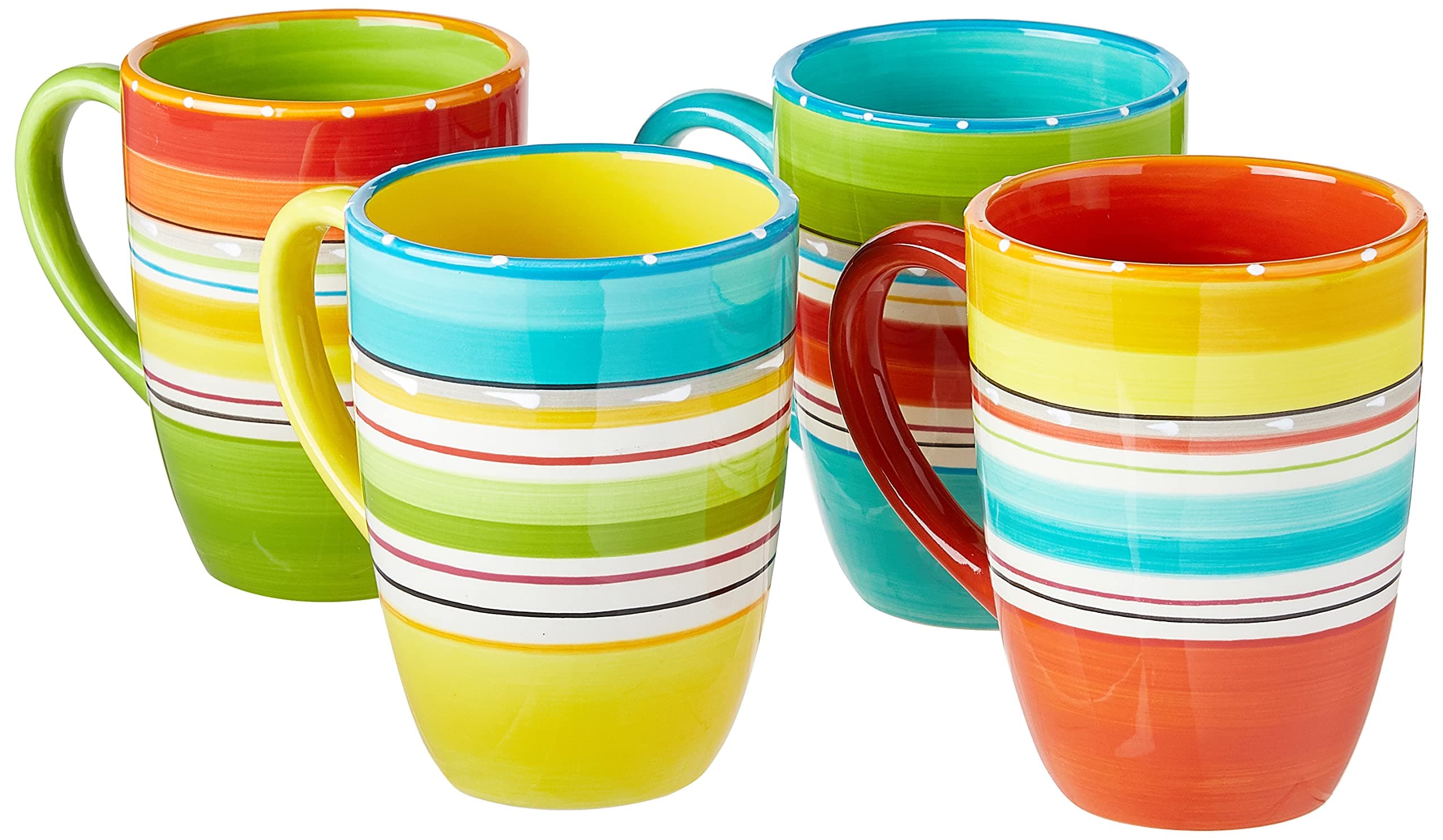 Mariachi Mugs Set of 4, 20 oz Colorful Ceramic Coffee Tea Hot Chocolate Mugs, Microwave and Dishwasher Safe, Fiesta Drinkware for Kitchen, Brunch, Entertaining, and Gifting