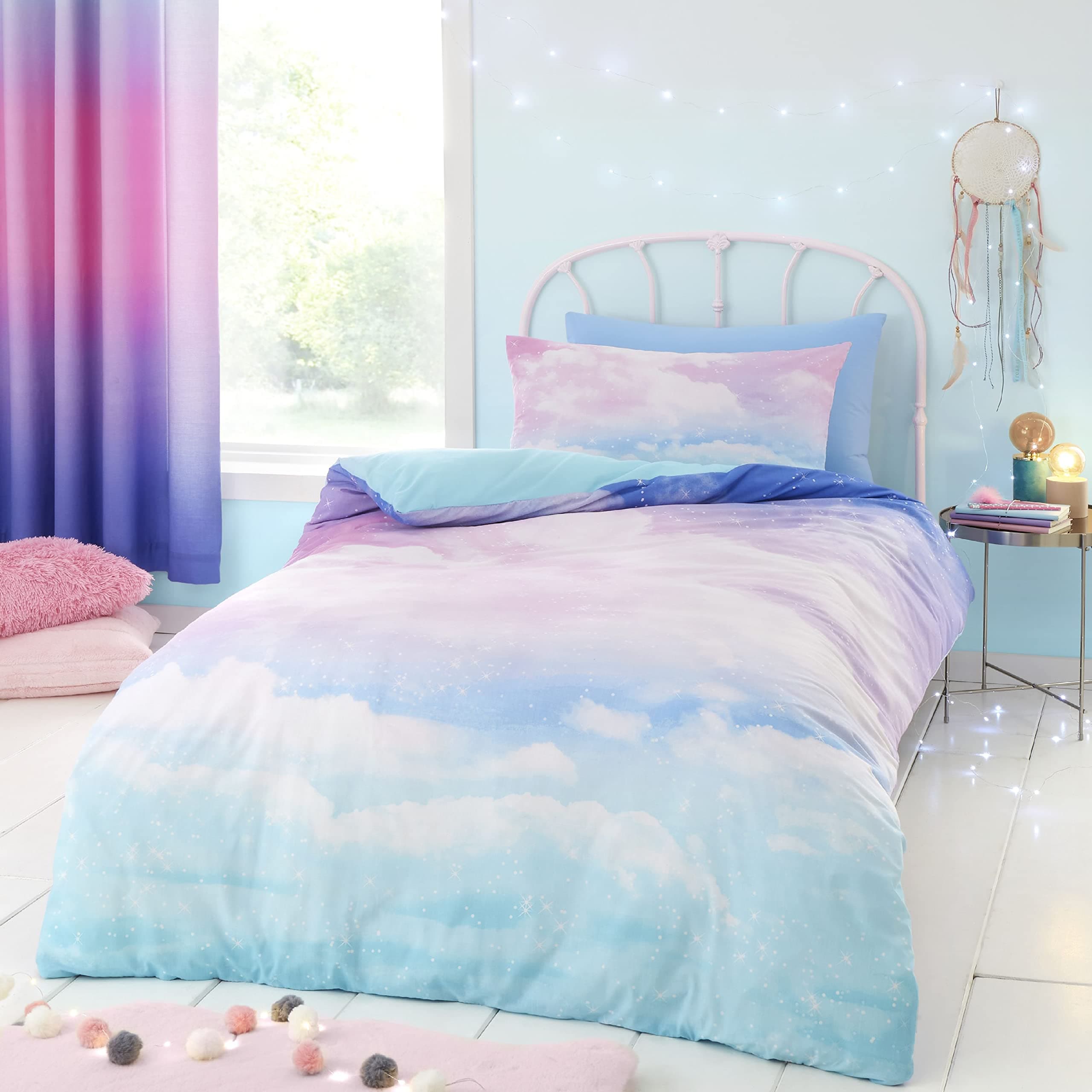 Catherine LansfieldOmbre Rainbow Clouds Reversible Double Duvet Cover Set with Pillowcases Pastel