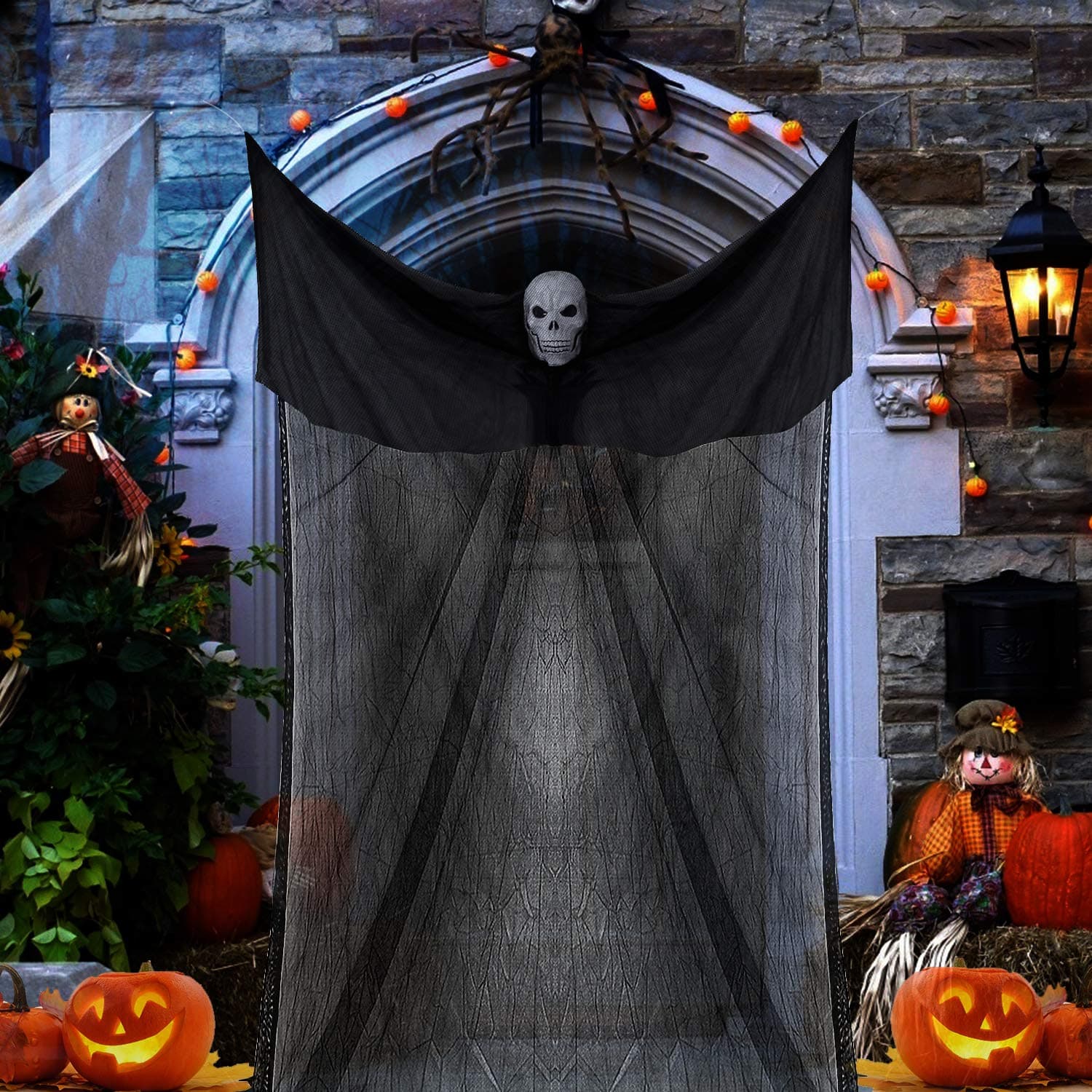 Halloween Ghost Decorations, 10.8ft(3.3m) Long x 6.5ft(2m) Width, Hanging Ghost for Outdoor Indoor Yard Bar Party Large Halloween Decorations by Taspire (Black)