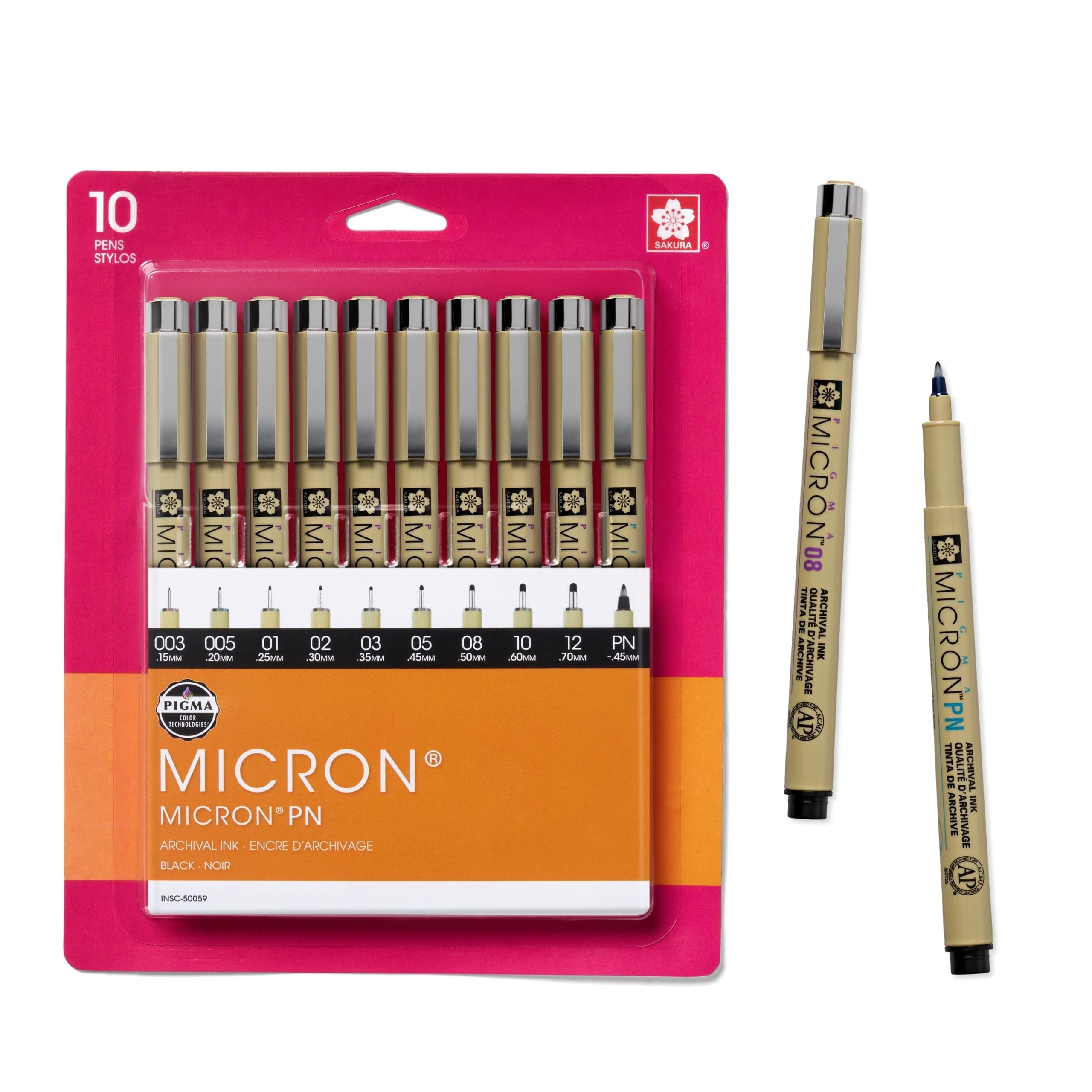Pigma Micron Black Ink Multi-tip Set, 10 Pack
