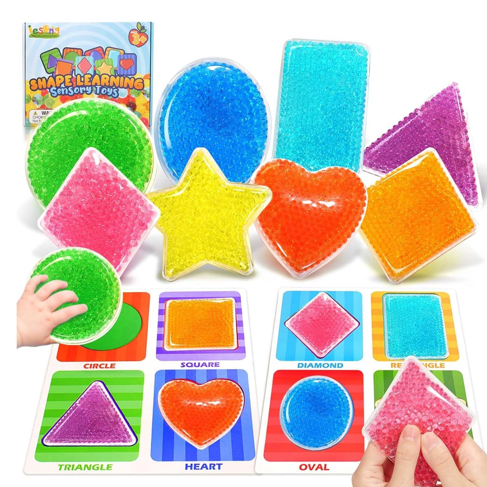 LESONG Sensory Toy for Classroom Calming Down, Education Learning Colors & Shapes Sorting Toys, Squeeze Sensory Toys for Autistic, Fine Motor Skills Game - Gifts