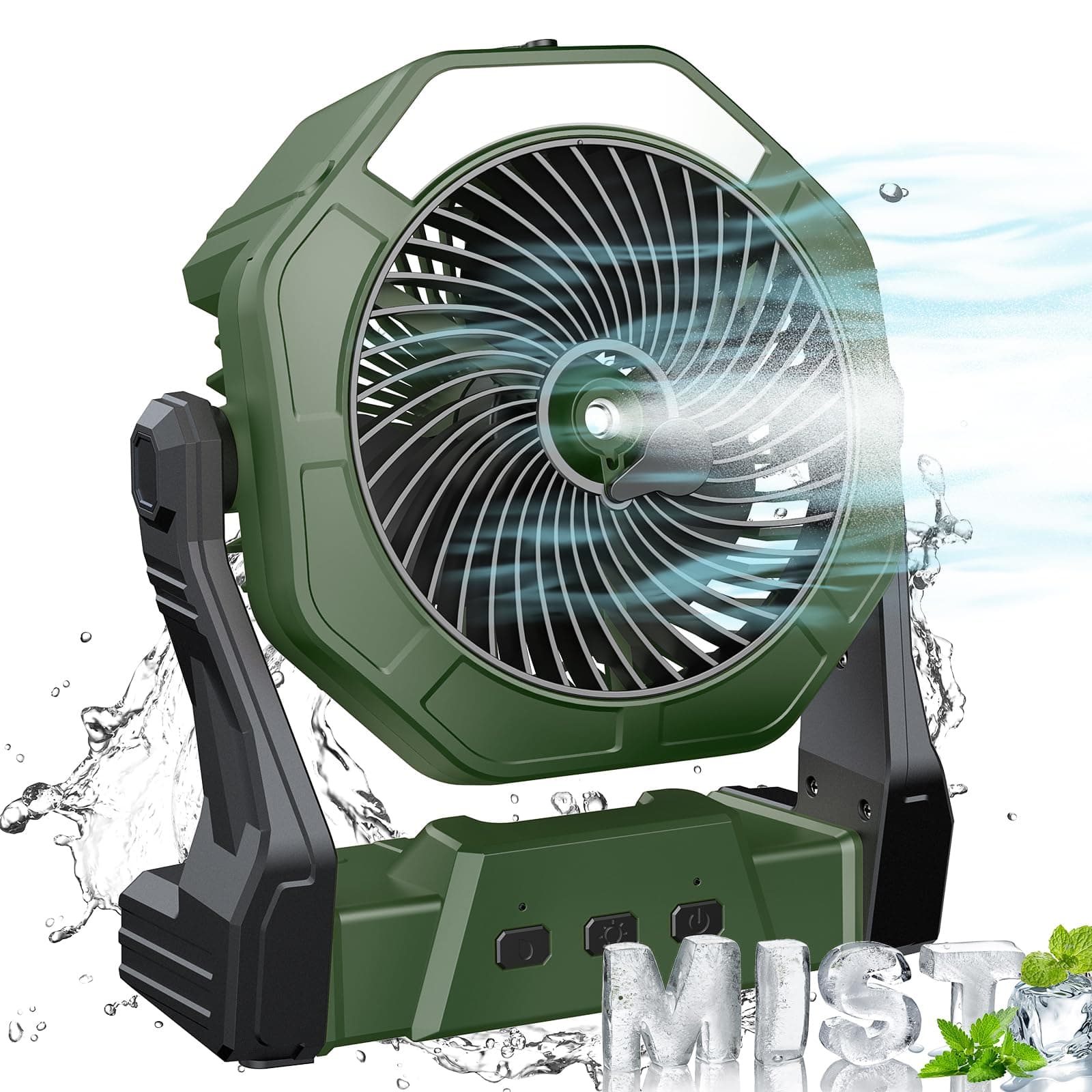 Ausic Portable Misting Fan for Outdoor Cooling, [8-35Hrs] Battery Powered Mist Fans with Water Misters & LED Lantern, 8-Inch, 250mL Tank, for Patios, Home, Outside, Camping, Outdoor&Indoor Use