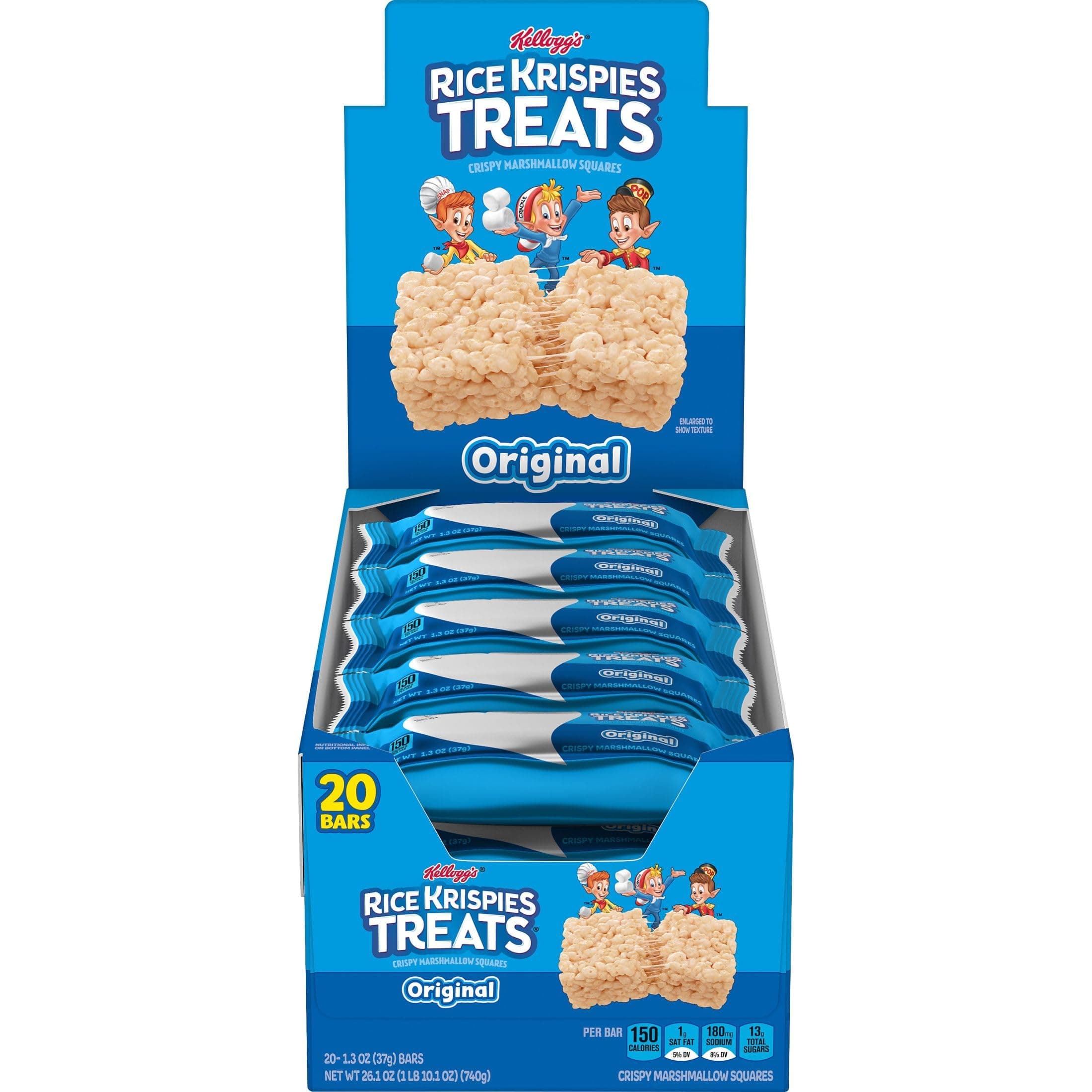 Rice Krispies Treats Marshmallow Snack Bars, Lunch Snacks, Original, 26oz Box (20 Count)