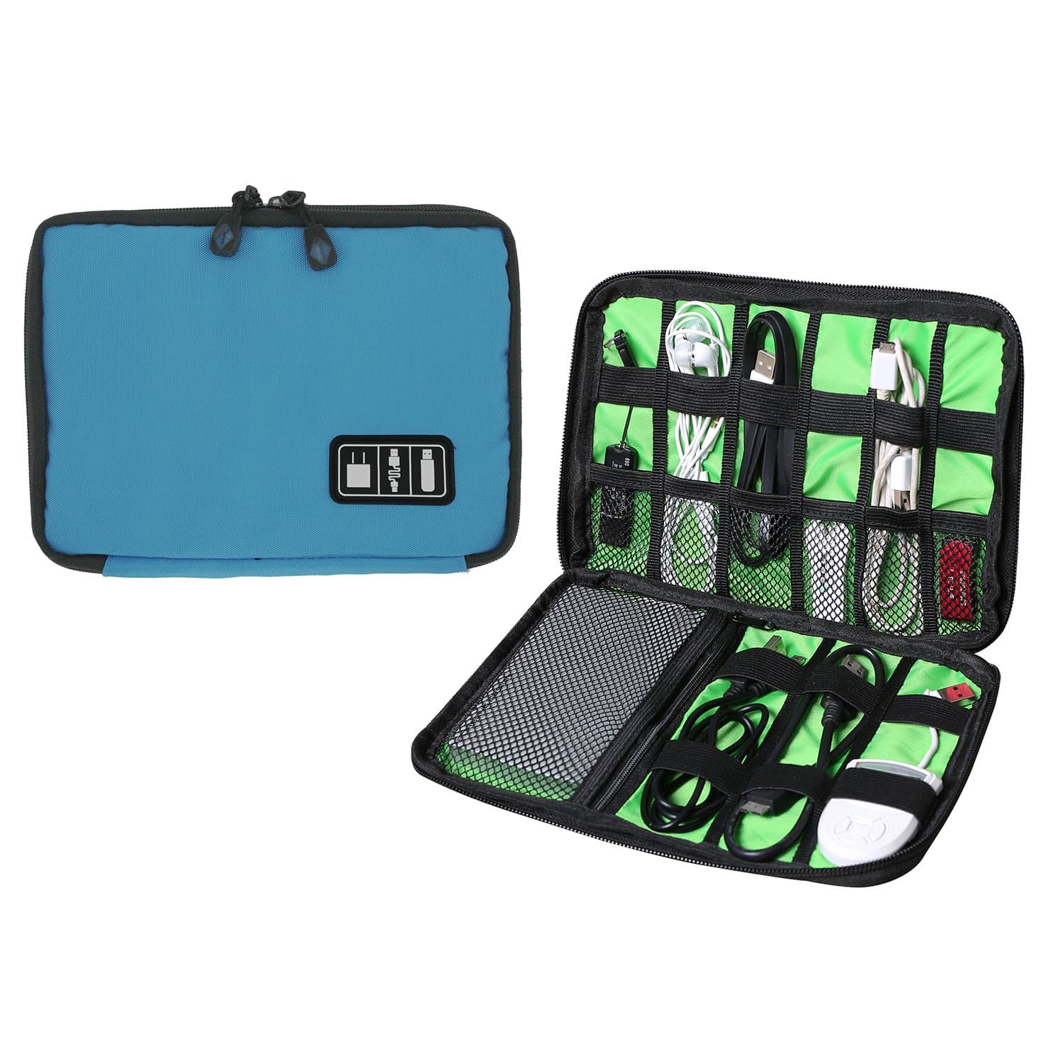 Universal Cable Organizer - Electronics Accessories Case USB Drive Shuttle-an All in One Travel Organizer - (Blue)