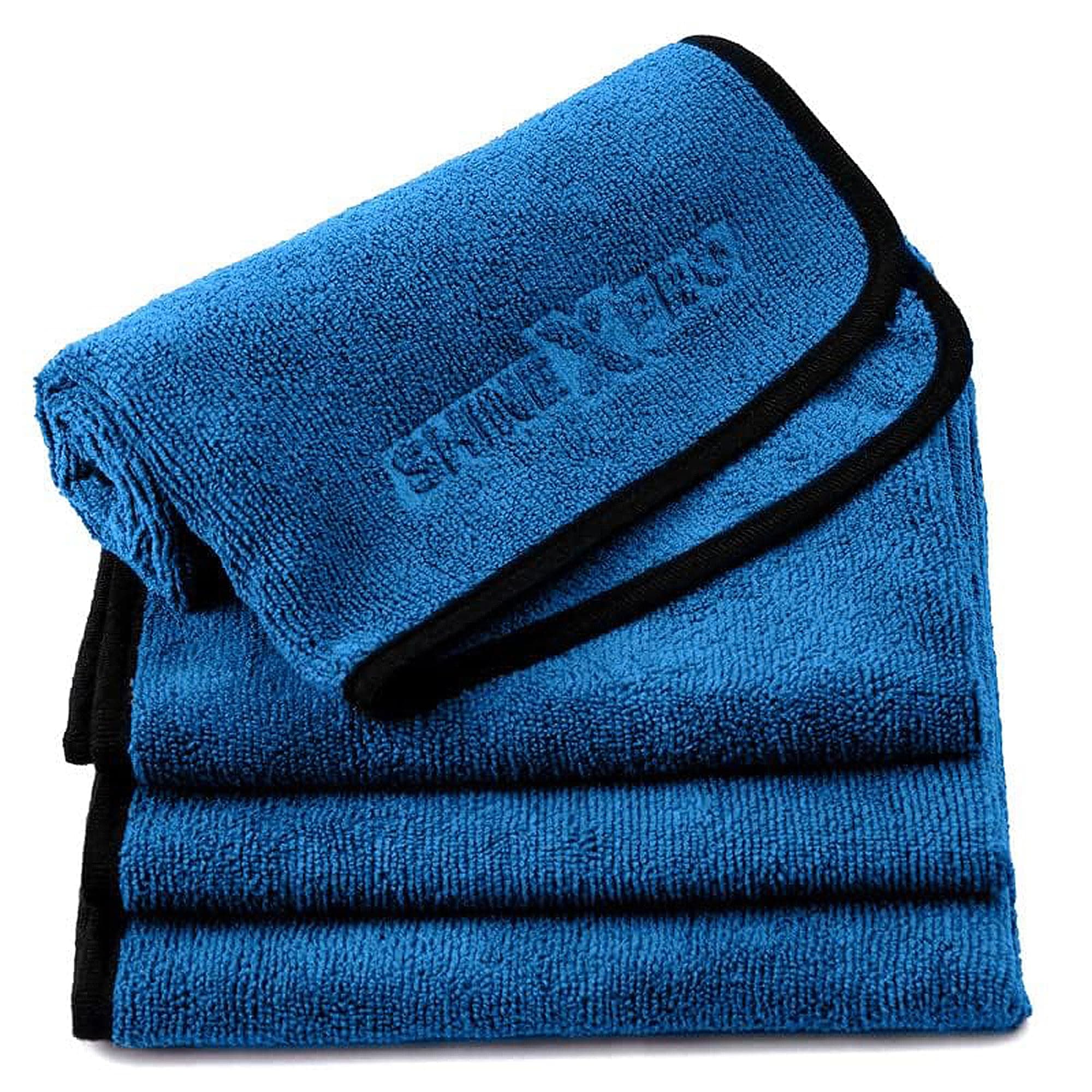 ShineXPro Microfiber Cloth for Car (Pack of 4) - Workhorse Terry 400 GSM - 40x40 CM - Multipurpose Cleaning Cloth for Scratchless Washing and Detailing (Blue)