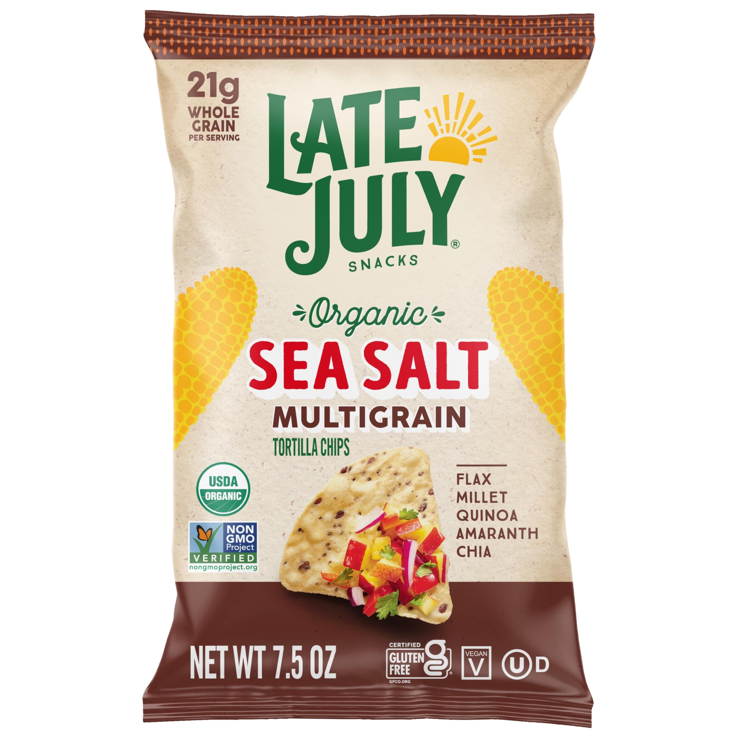 Late July Organic Sea Salt Multigrain Tortilla Chips, 7.5 Ounce