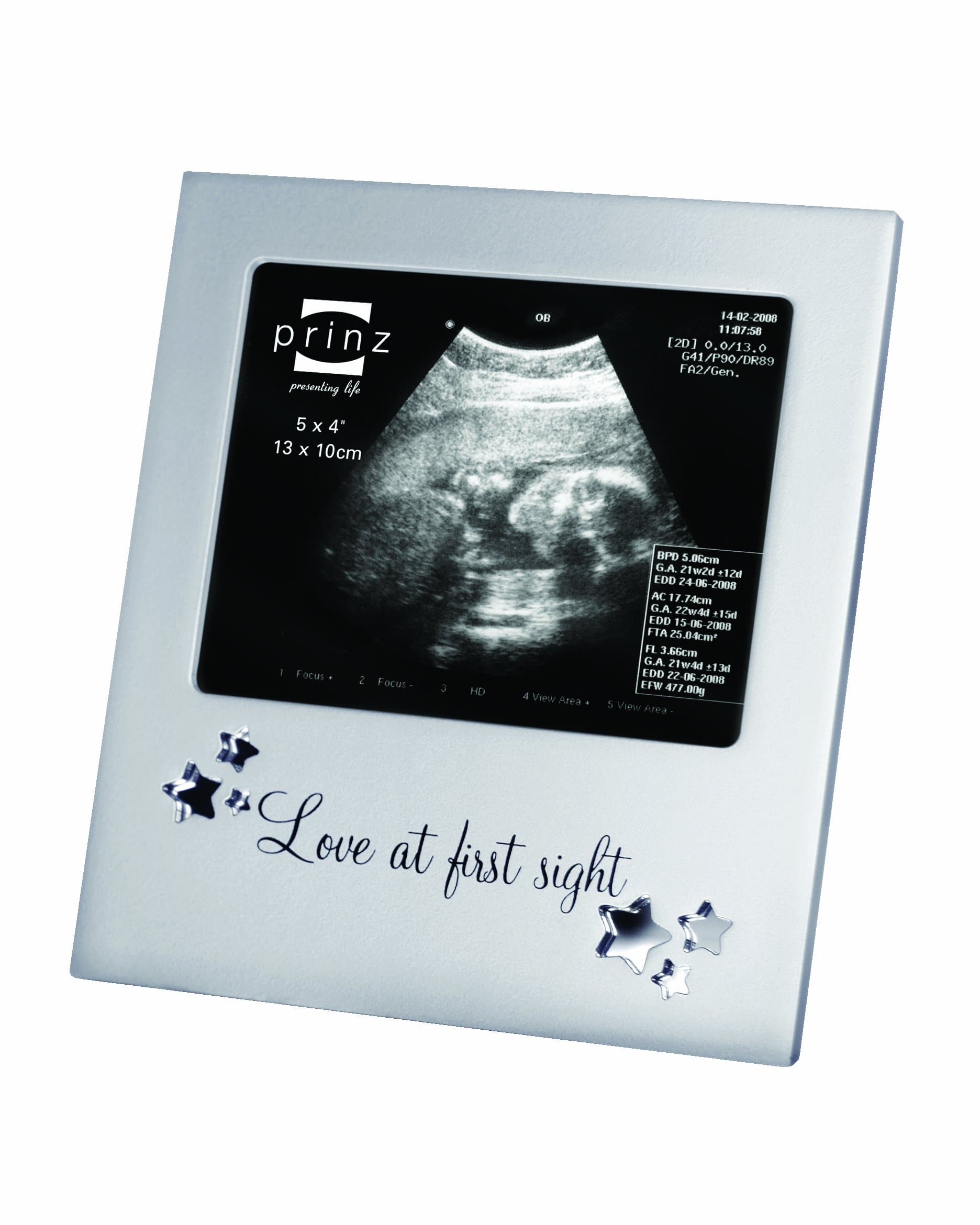 PRINZ 5 by 4-Inch Love at First Sight Sonogram Frame, Silver (5131-954)