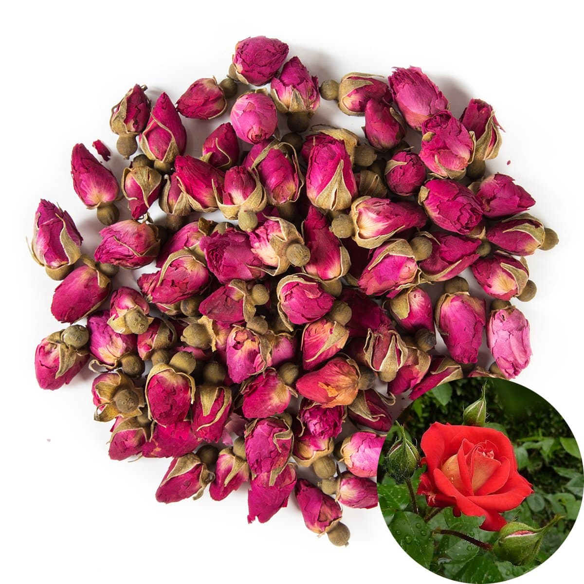 Fragrant Natural Red Rose Buds Rose Petals Organic Dried Flowers Wholesale, Culinary Food Grade - 4 OZ
