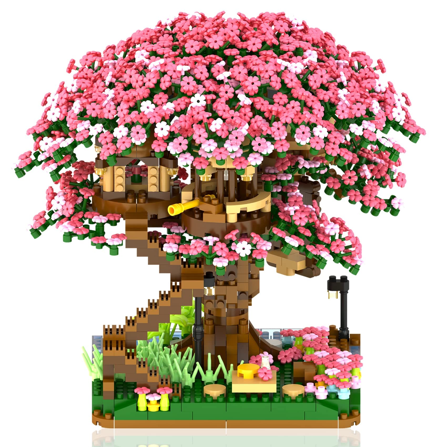 FIAHNG B&Lhcx Cherry Bonsai Tree Building Sets For Girls Mini Building Blocks Of Cherry Blossom Bonsai Tree Kit,2138Pcs Mini Bricks Sakura Tree House, Good Gift Choice For Kids And Adults.