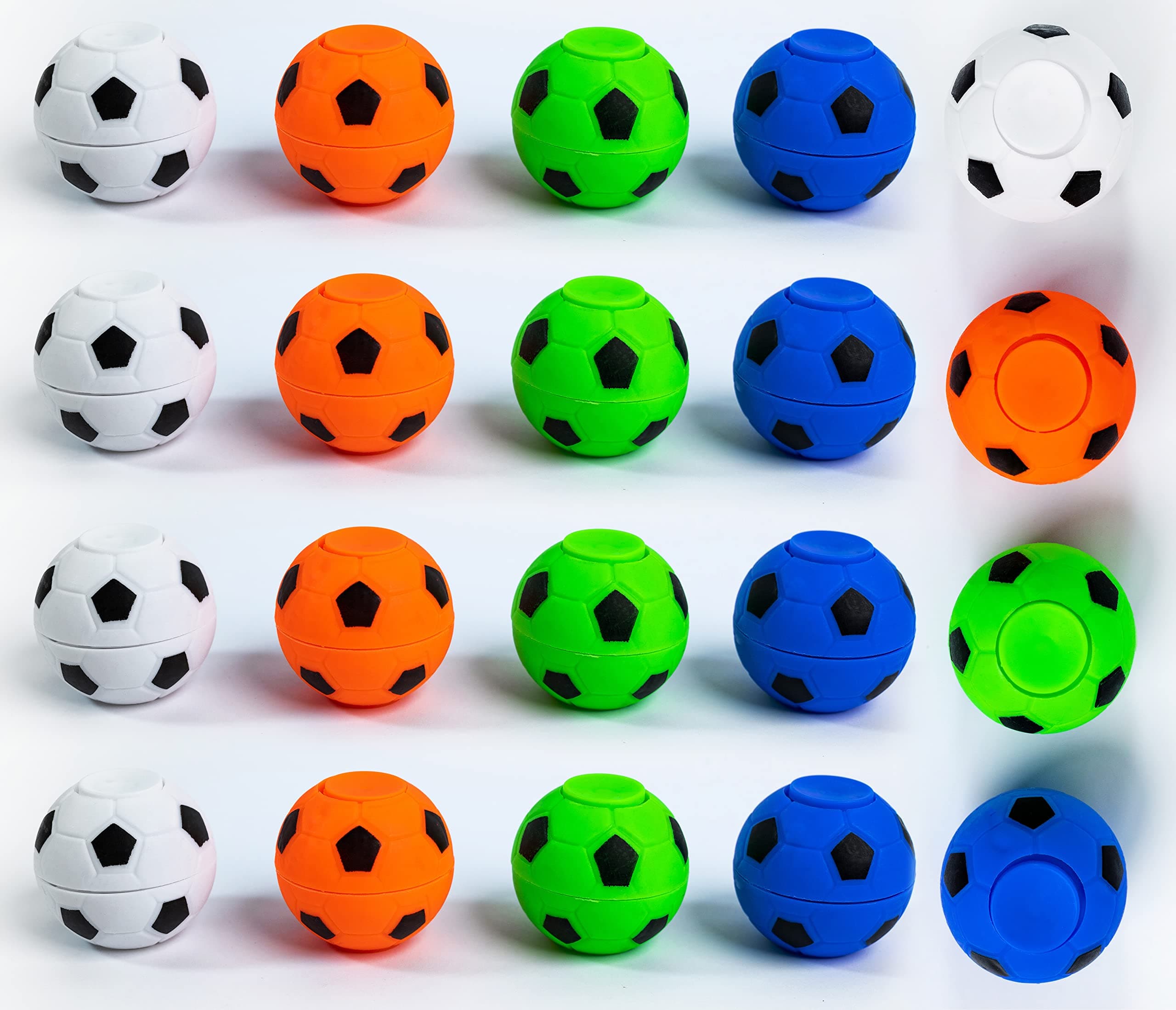 20 x Football Fidget Spinners for Kids, Party Bag Fillers for Boys & Girls, Fun Toy Favours for School Prizes and Themed Parties, Pack of 20
