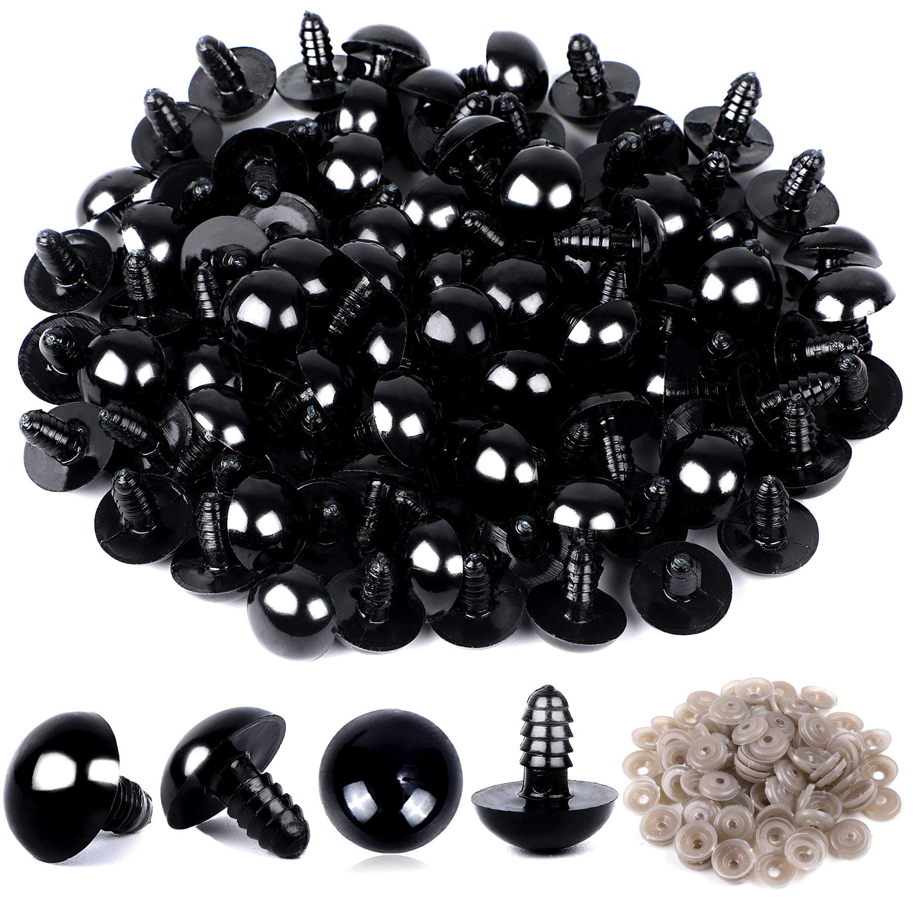 UPINS 120PCS Plastic Safety Crochet Eyes Bulk with 120PCS Washers for Crochet Crafts (0.56Inch/14mm)