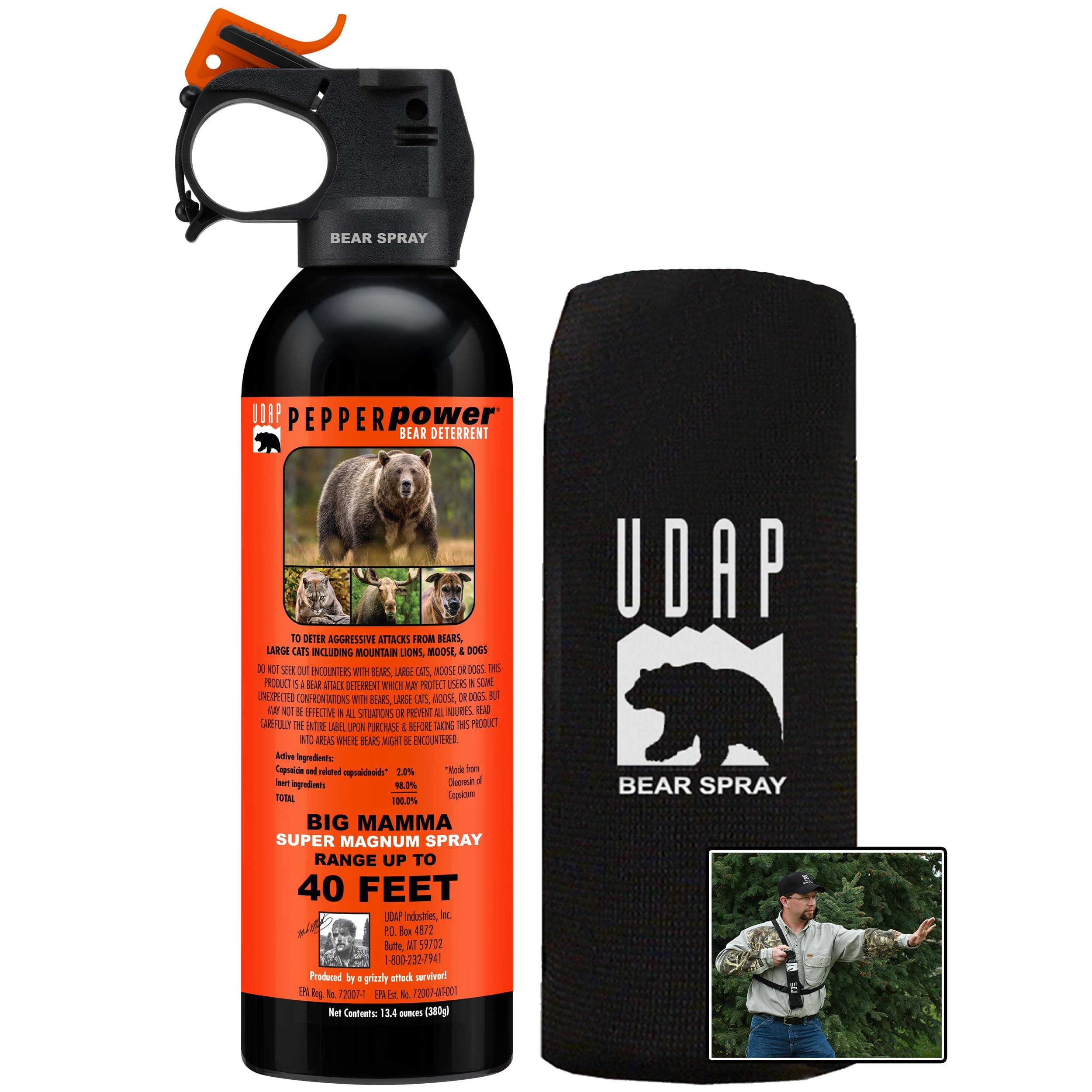 UDAP 18CP Super Magnum Bear Spray, Multi,13.4oz