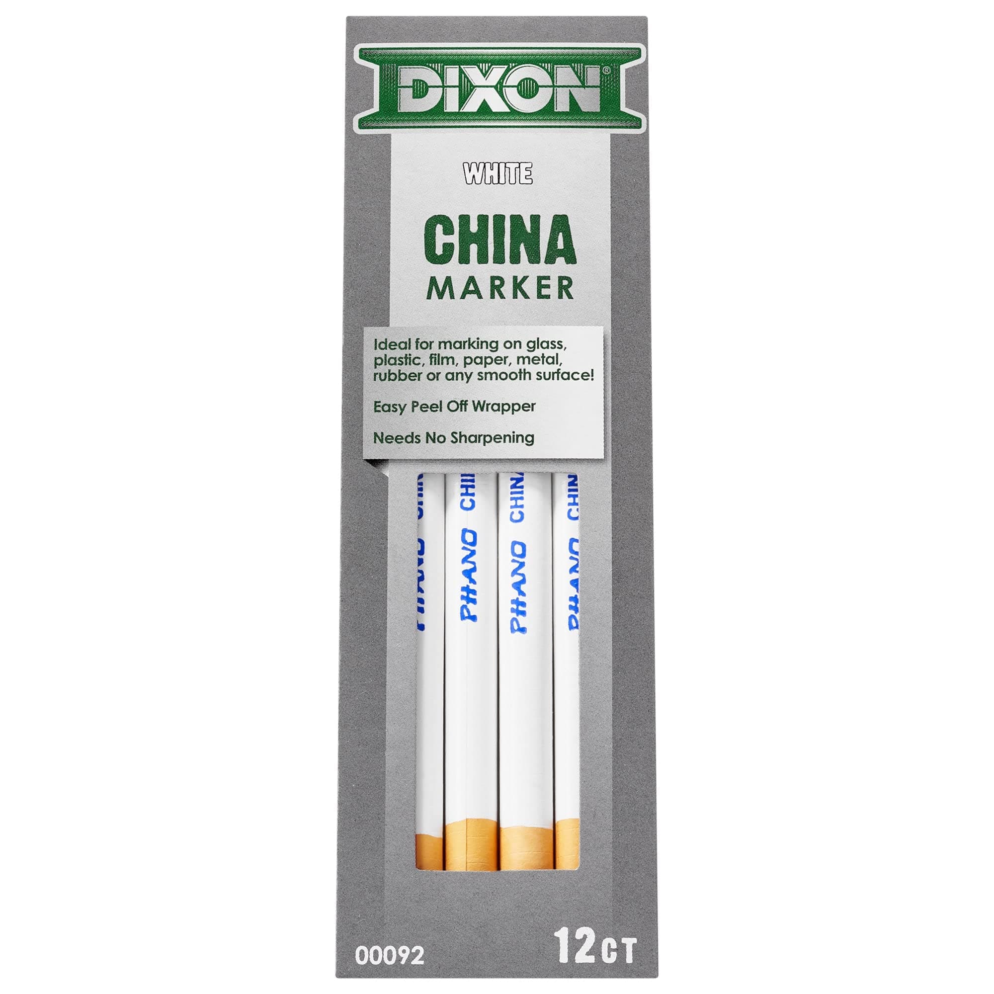 Dixon® Phano® China Markers, White, Box Of 12