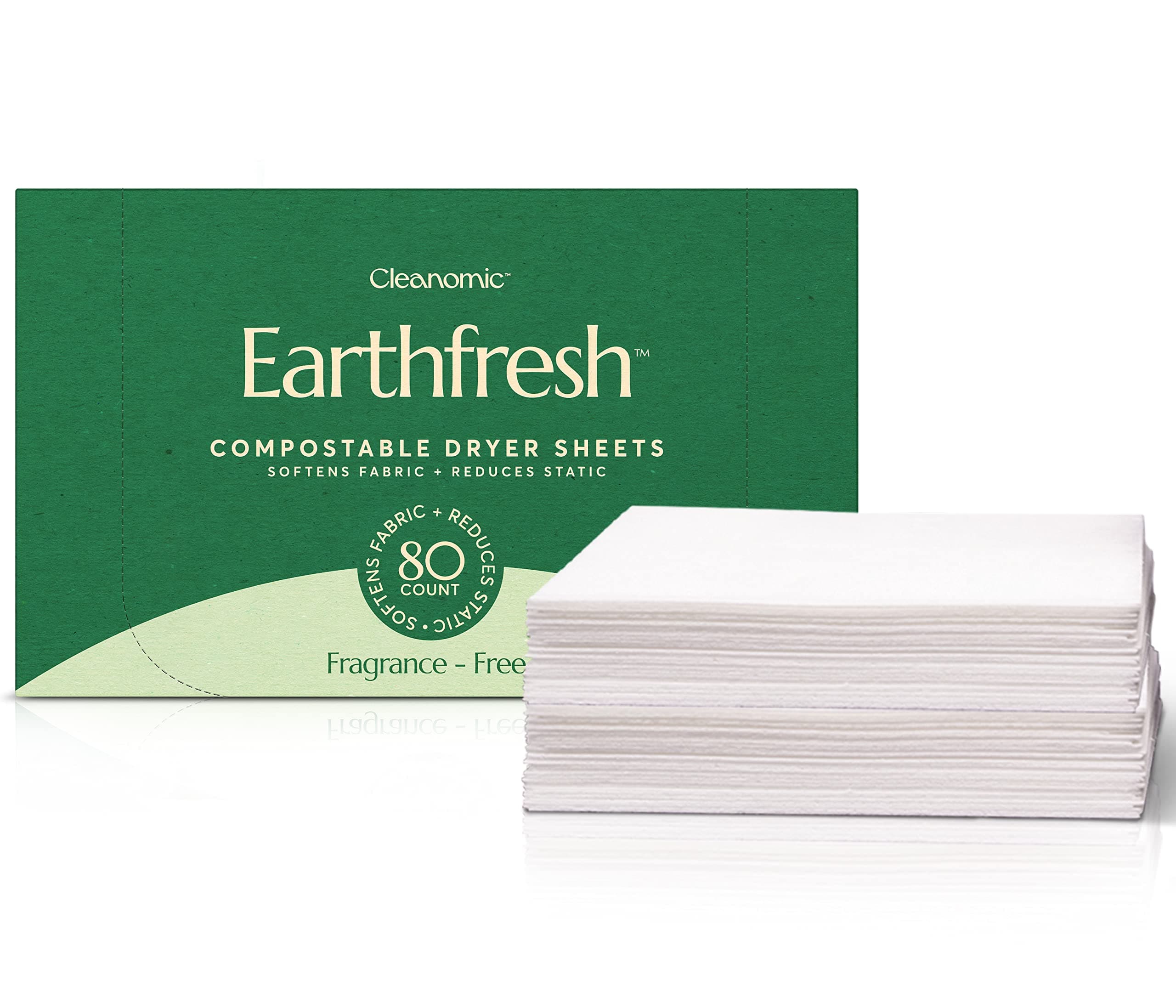 Earthfresh Fabric Softener Sheets Dryer Sheets, Softens & Removes Static Cling, Vegan Laundry Softener With Essential Oils -Fragrance Free