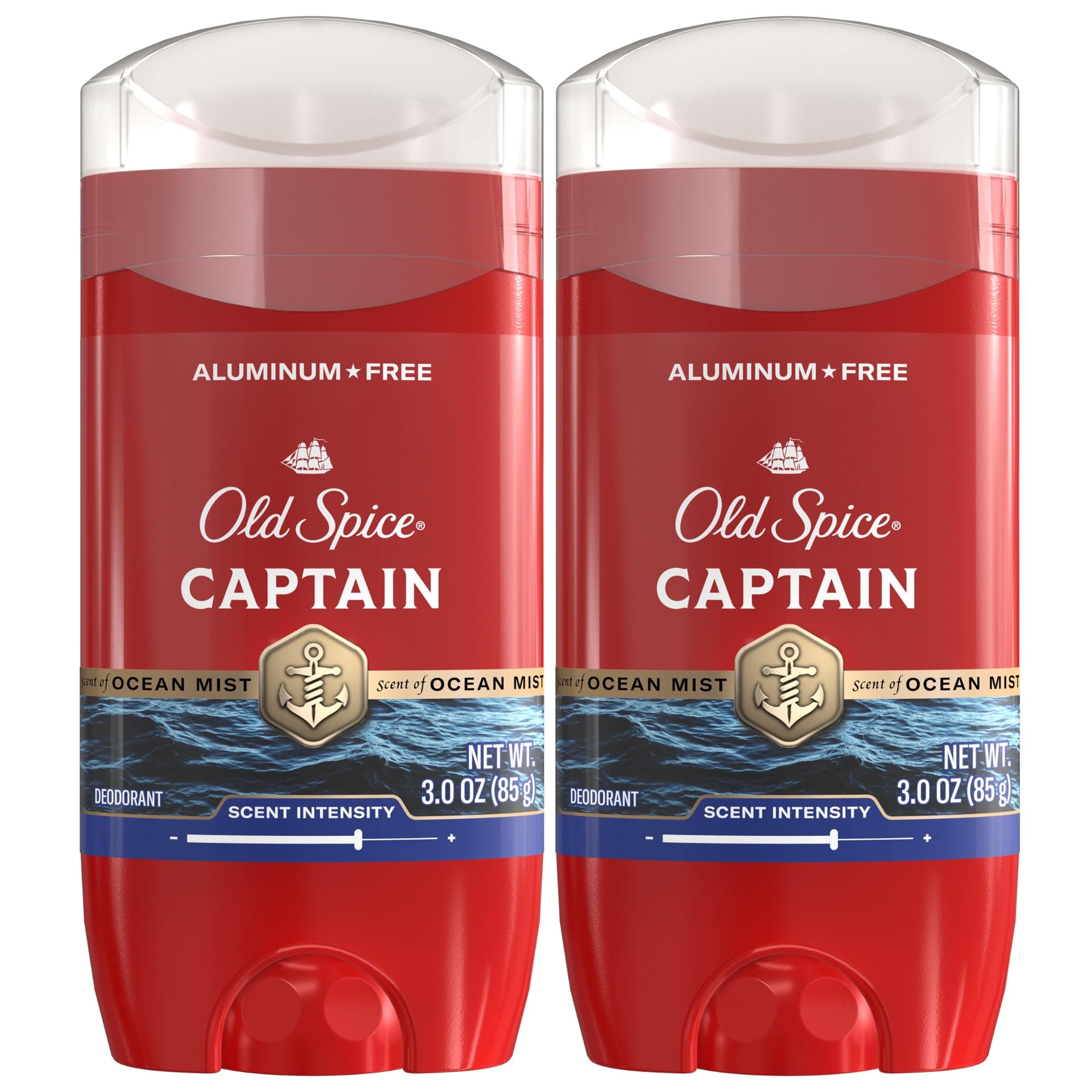 Aluminum Free Deodorant for Men, 24/7 Odor Protection, 24/7 Freshness & Lasting Scent, Captain with Bergamot Scent, 3.0 oz (Pack of 2)