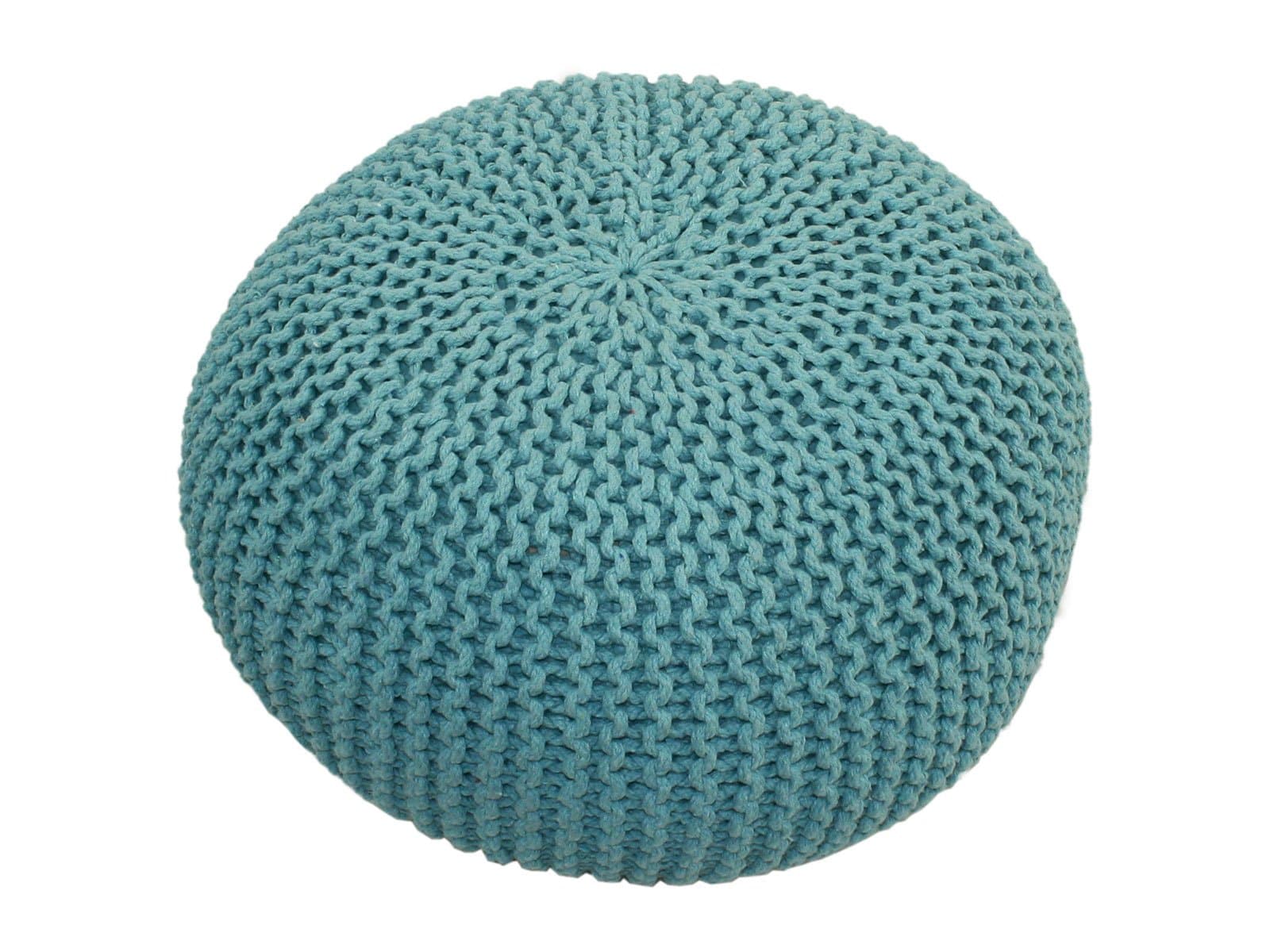 Casamia Knitted puffer seat, Puffer footrest, Knitted Pouf, Knitted Pouffe, small seat, footrest, footstool, diameter ca. 55cm / approx. 22 inch, extra high height ca. 37cm / approx. 15 inch, Mint