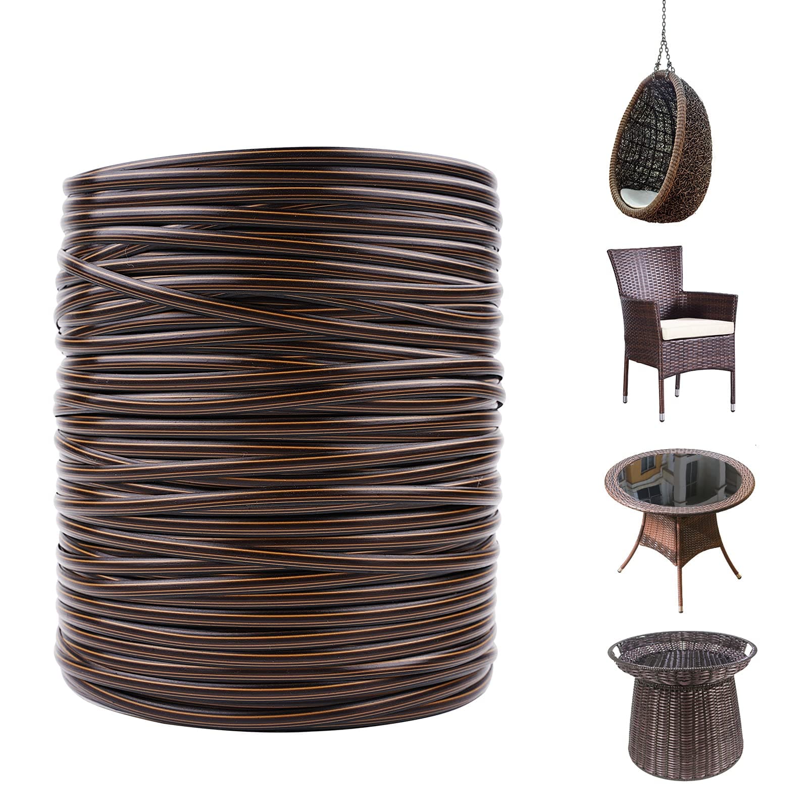 FAMMOM Wicker Repair Material, Flat Synthetic Rattan Weaving Material Plastic Rattan for Knit and Repair Chair Table,Storage Basket,Ect (Coffee Gradient A)