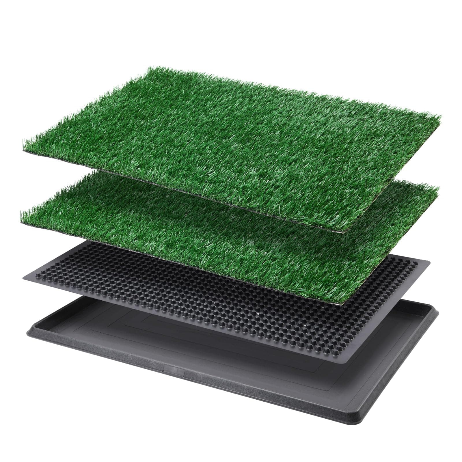 LOOBANI Dog Grass Pad with Tray - Dog Litter Box - Indoor Potty for Apartment and Patio Training - with 2 Packs Grass Pee Pads for Replacement, 16×20 Inch