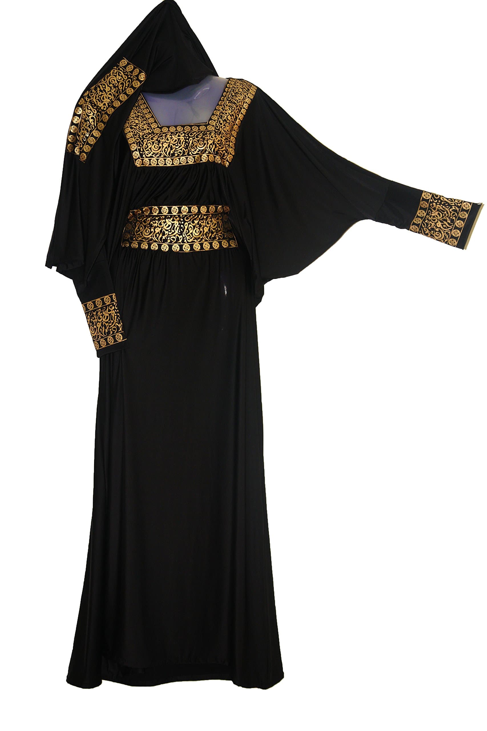 Egypt Abaya Women's Printed Arabic Calligraphy On Bust With Scarf