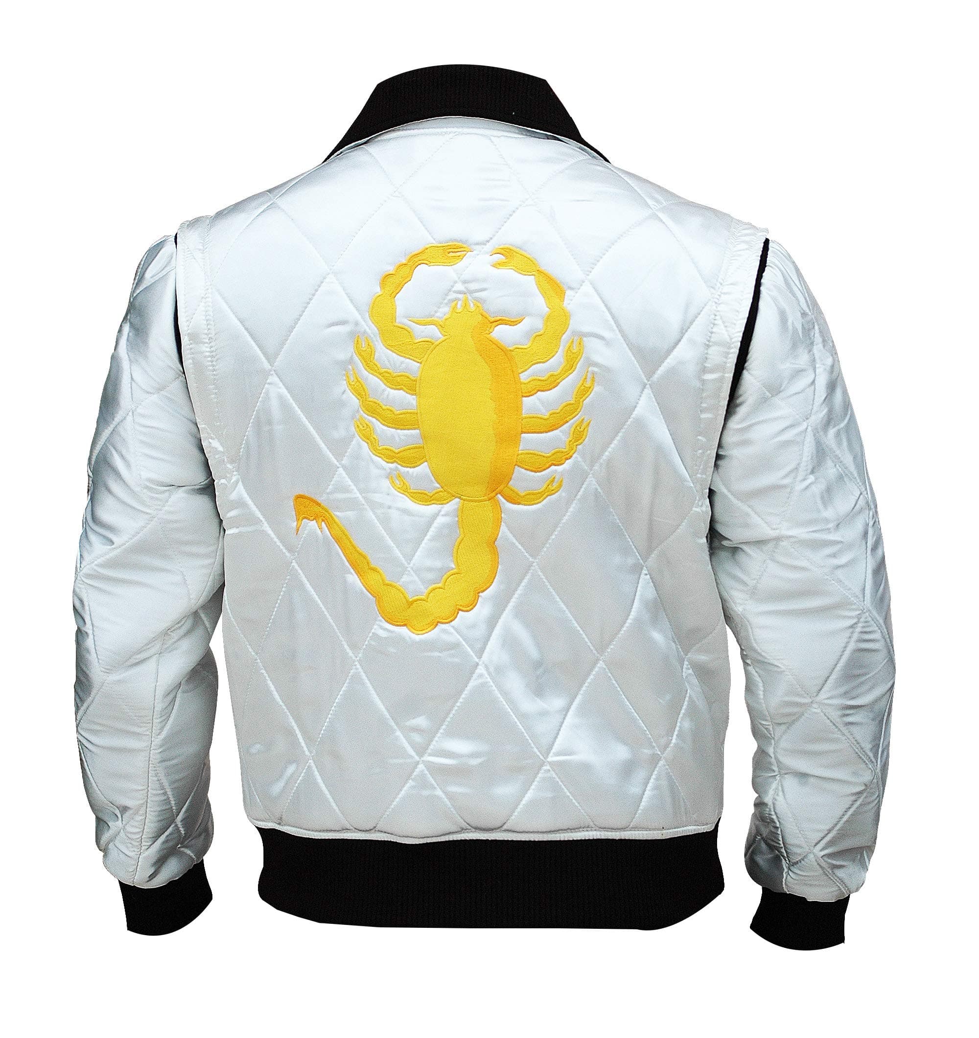 Mens Jackets Ryan Gosling Drive Scorpion Jacket White Satin Bomber Jacket