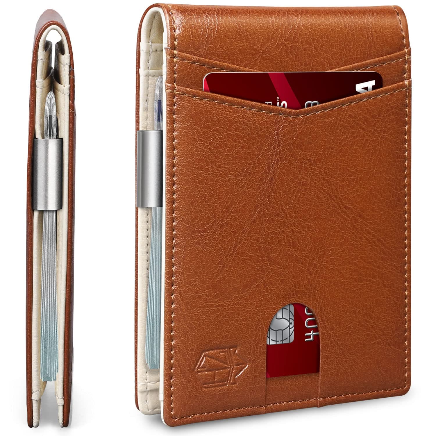 [Yirui] 枚入り Phone保護フィルムZitahli Slim Wallet for Men-Leather Money Clip Mens Wallets-RFID Blocking Front Pocket Bifold Wallet-Minimalist Credit Card Holder with Gift Box