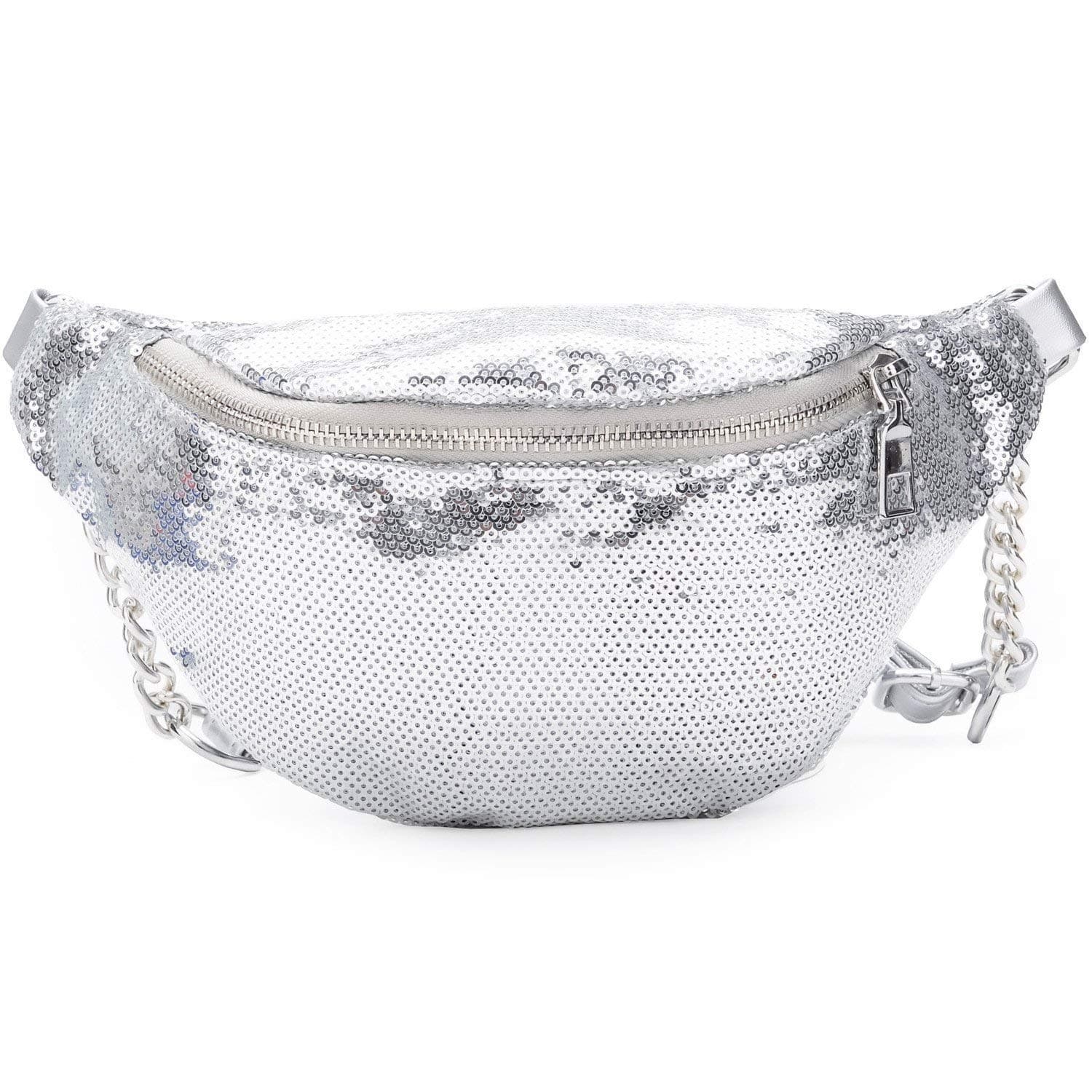 Bling Sequins Fanny Waist Pack Glitter Shoulder Chest Bag with Adjustable Belt for Women Girl