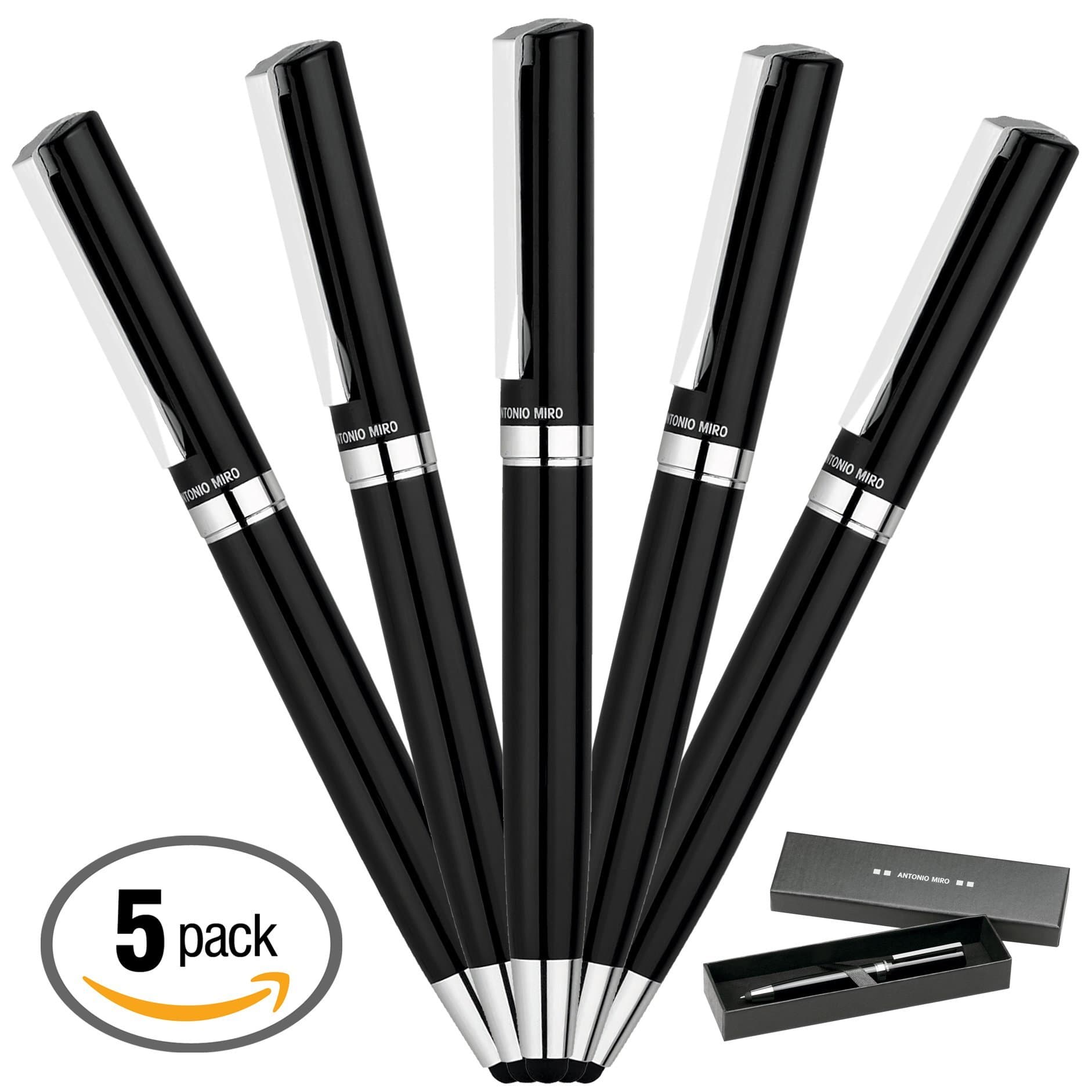 LV Publicidad ANTONIO MIRO Classic Metallic Stylus Pen 2 in 1 - Case with Printed Logo - Perfect as a Gift - Pack x5