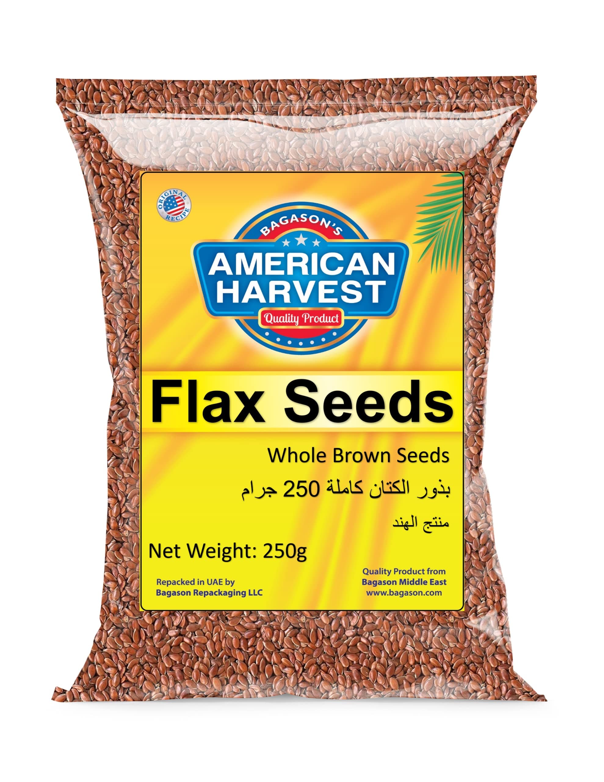 American Harvest Flax Seeds 250g | Wholegrain Natural Brown Flax Seeds | Gluten Free Superfood | High in Omega-3 & Fiber | Ideal for Smoothies, Salads & Baking