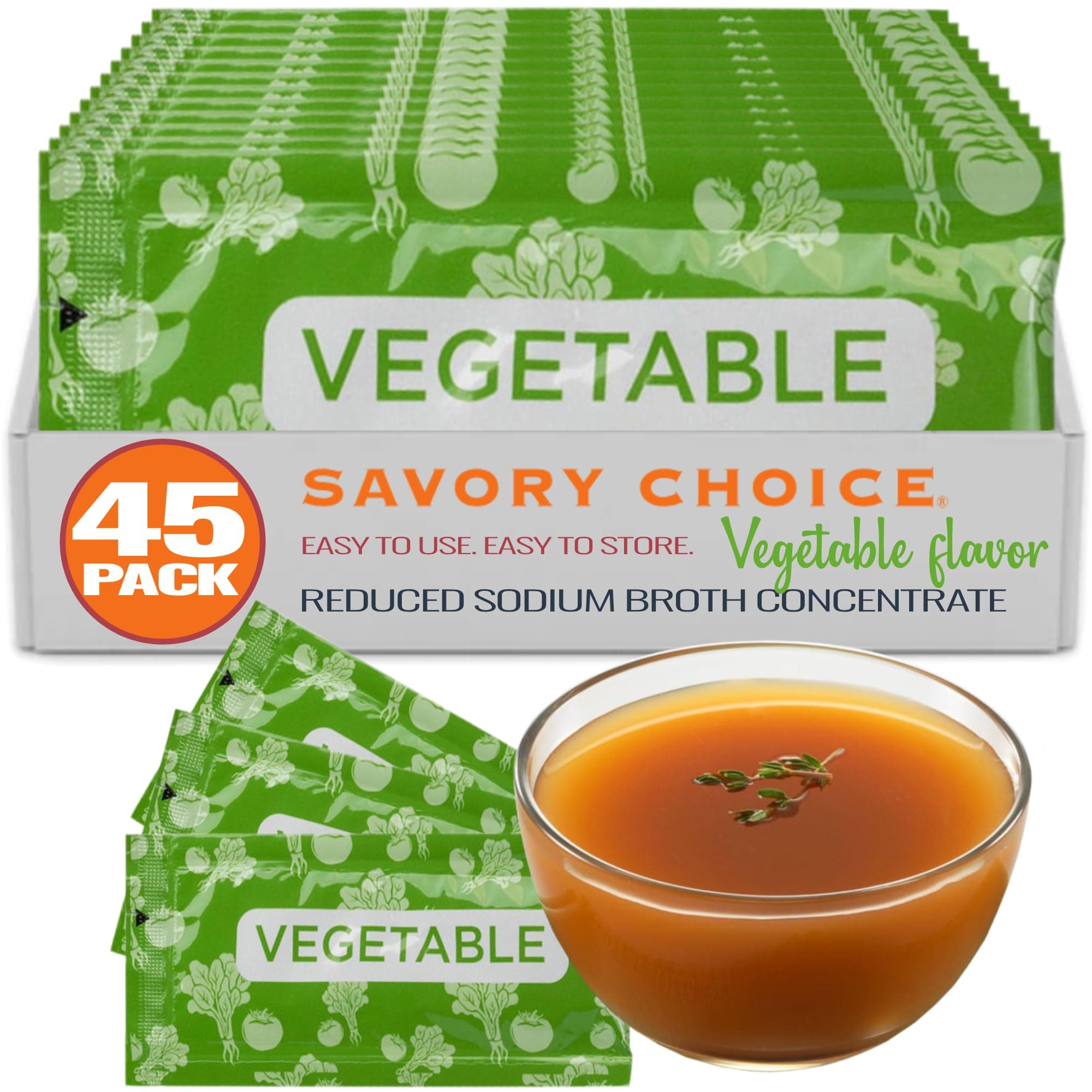 Savory Choice Reduced Sodium Vegetable Broth Concentrate, 50 Pack