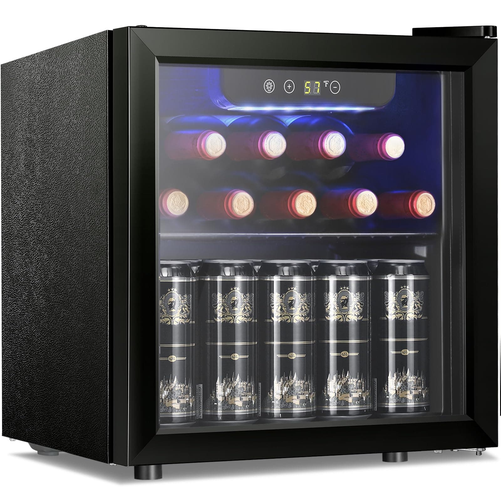 Antarctic Star 12 Bottle/48 Can Mini Fridge Cooler - Beverage Refrigerator Glass Door for Beer Soda Wine, Small Drink Dispenser Clear Front Removable for Home, Office Bar (1.3cu.ft)