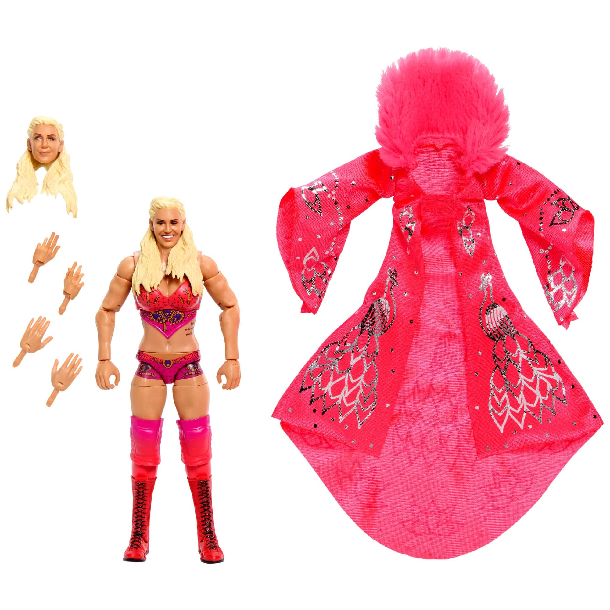 Mattel WWE Ultimate Edition Action Figure & Accessories Set, Charlotte Flair 6-inch Collectible with 30 Articulation Points, Swappable Pieces & Entrance Gear
