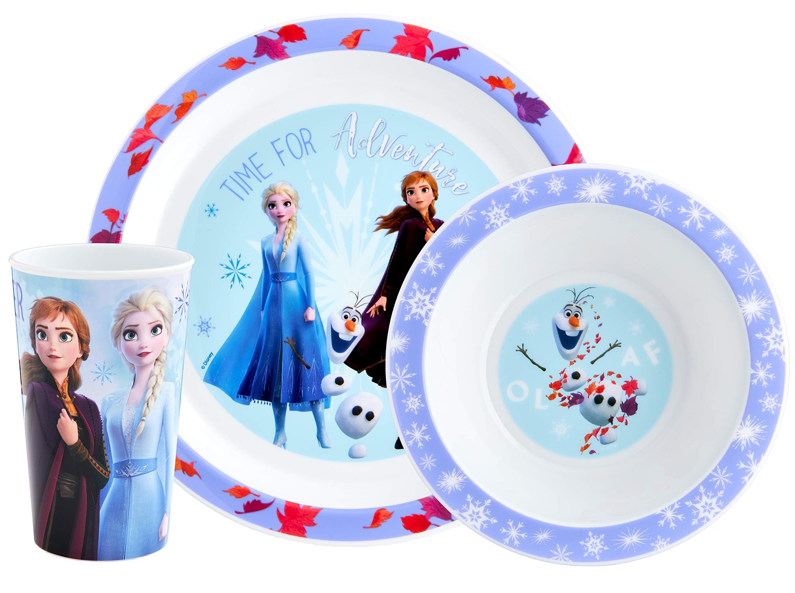 Frozen Kids Tableware Set – 3 Piece Reusable PP Plate, Bowl & Cup Set for Children – Tumbler & Dinnerware Set for Mealtimes – for 36 Months & Up