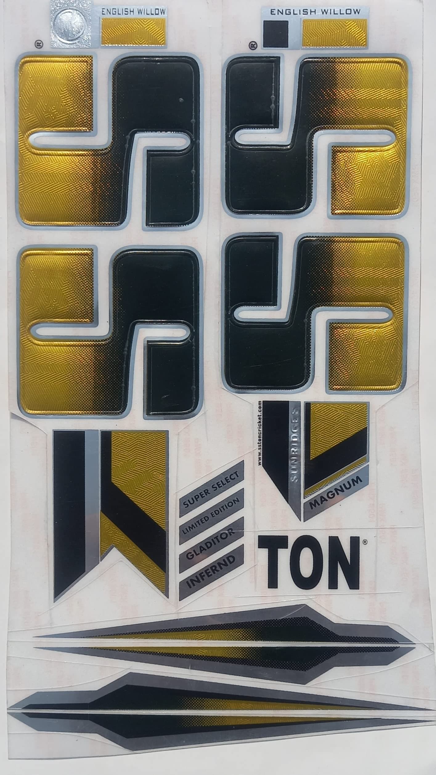 COTTONTAIL | 3D Gladitor Edition | English Willow | Embossed Cricket Bat Sticker | Gold